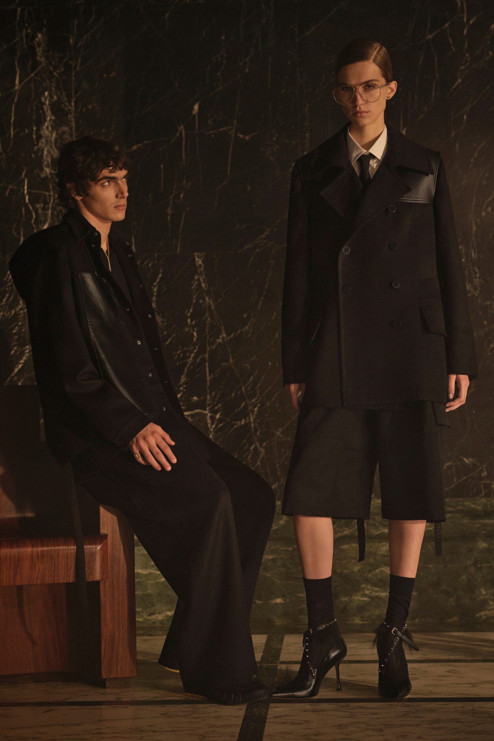 black cotton tailored shorts