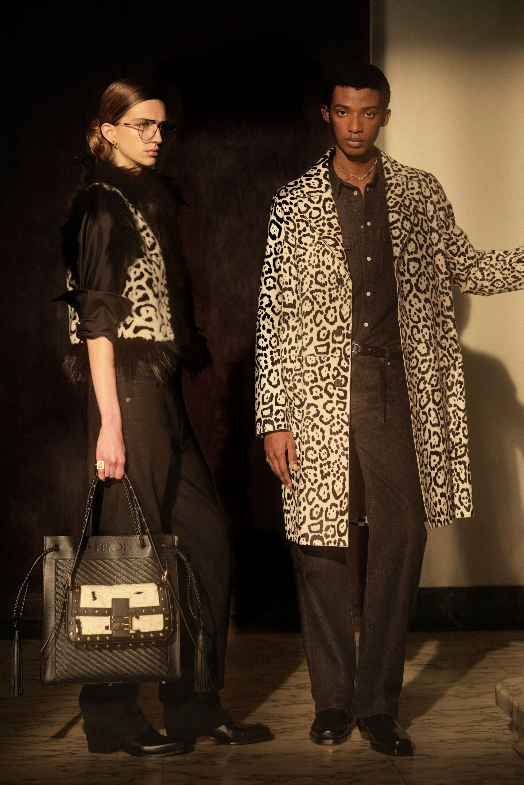 beige cotton long-sleeve collared relaxed animal-print coat