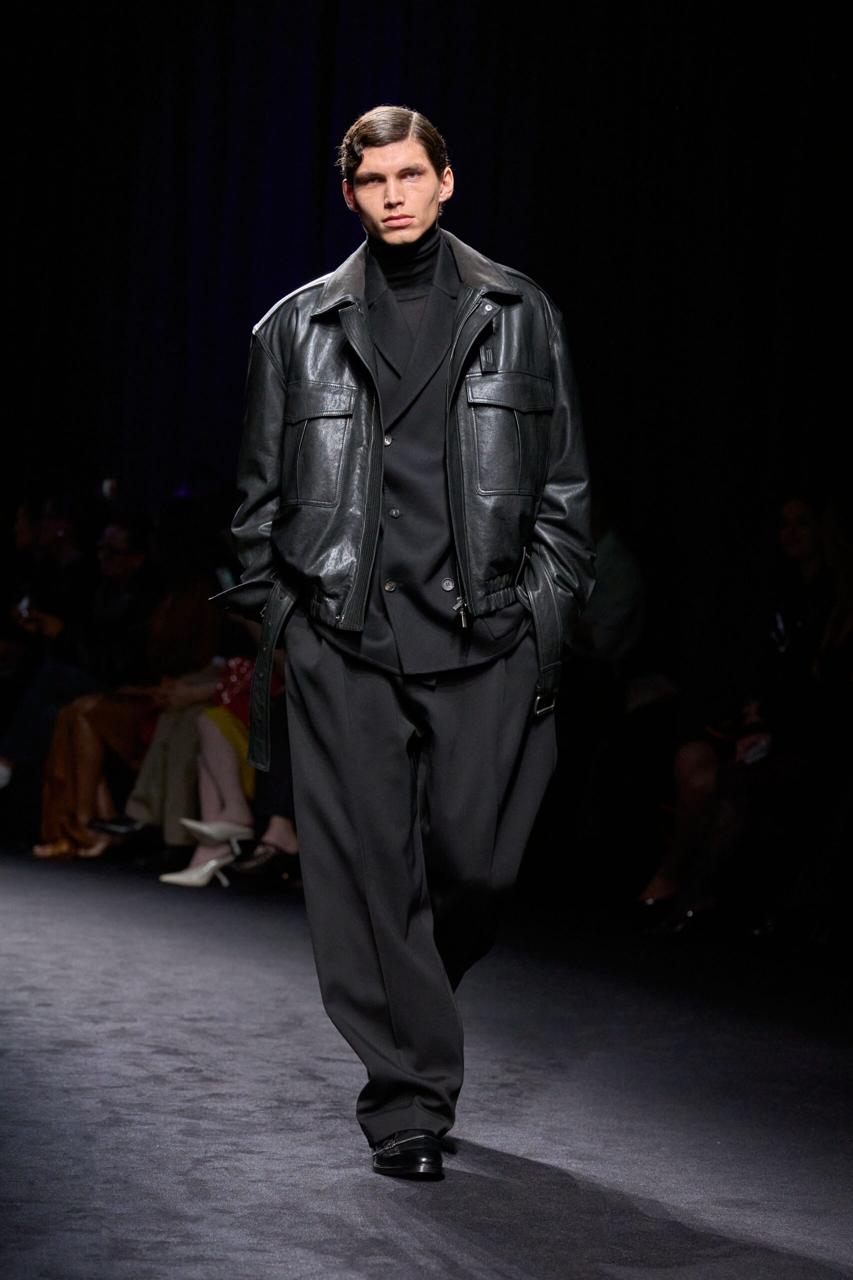 black cotton turtleneck fitted top