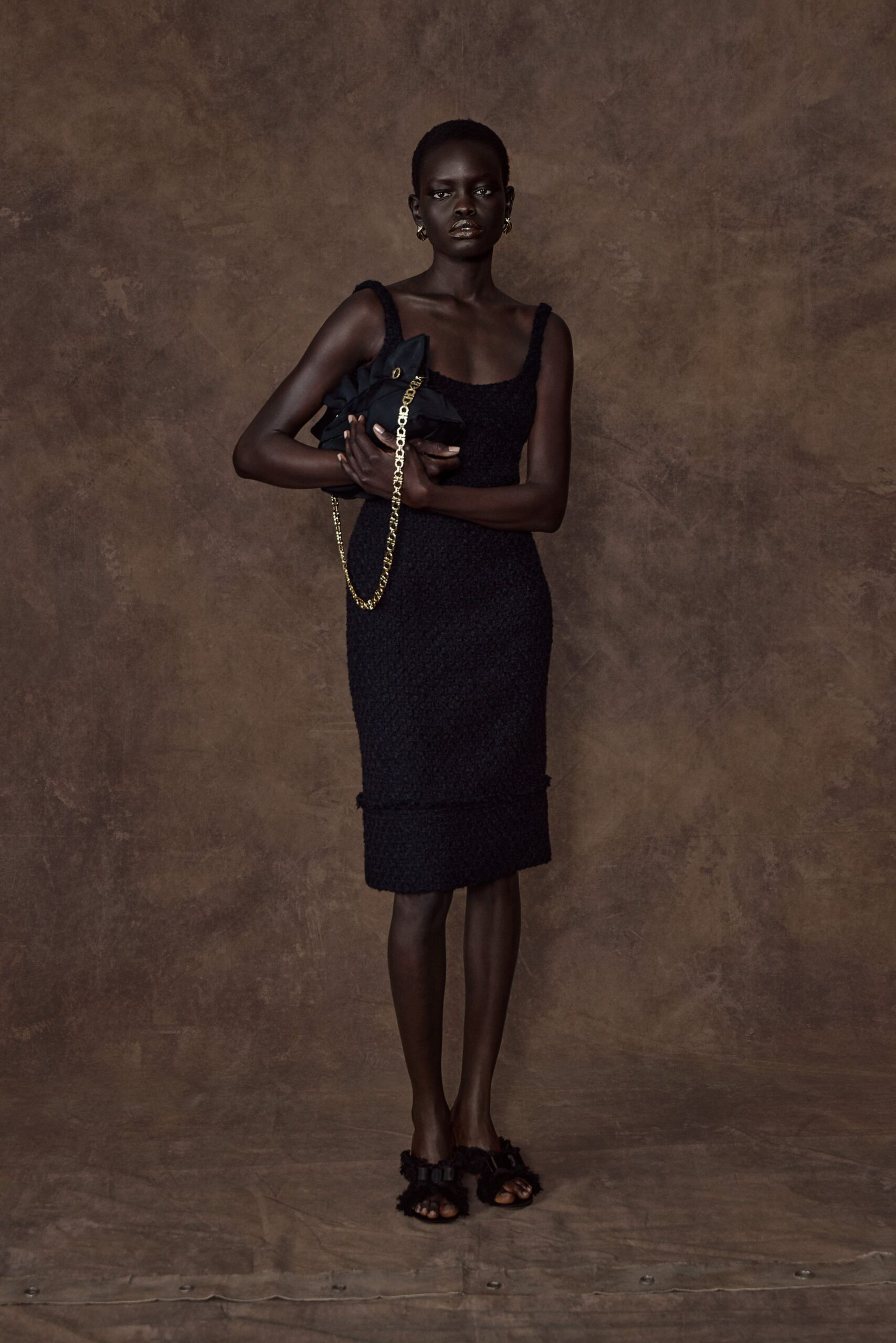 black cotton sleeveless scoop-neck fitted pencil textured dress