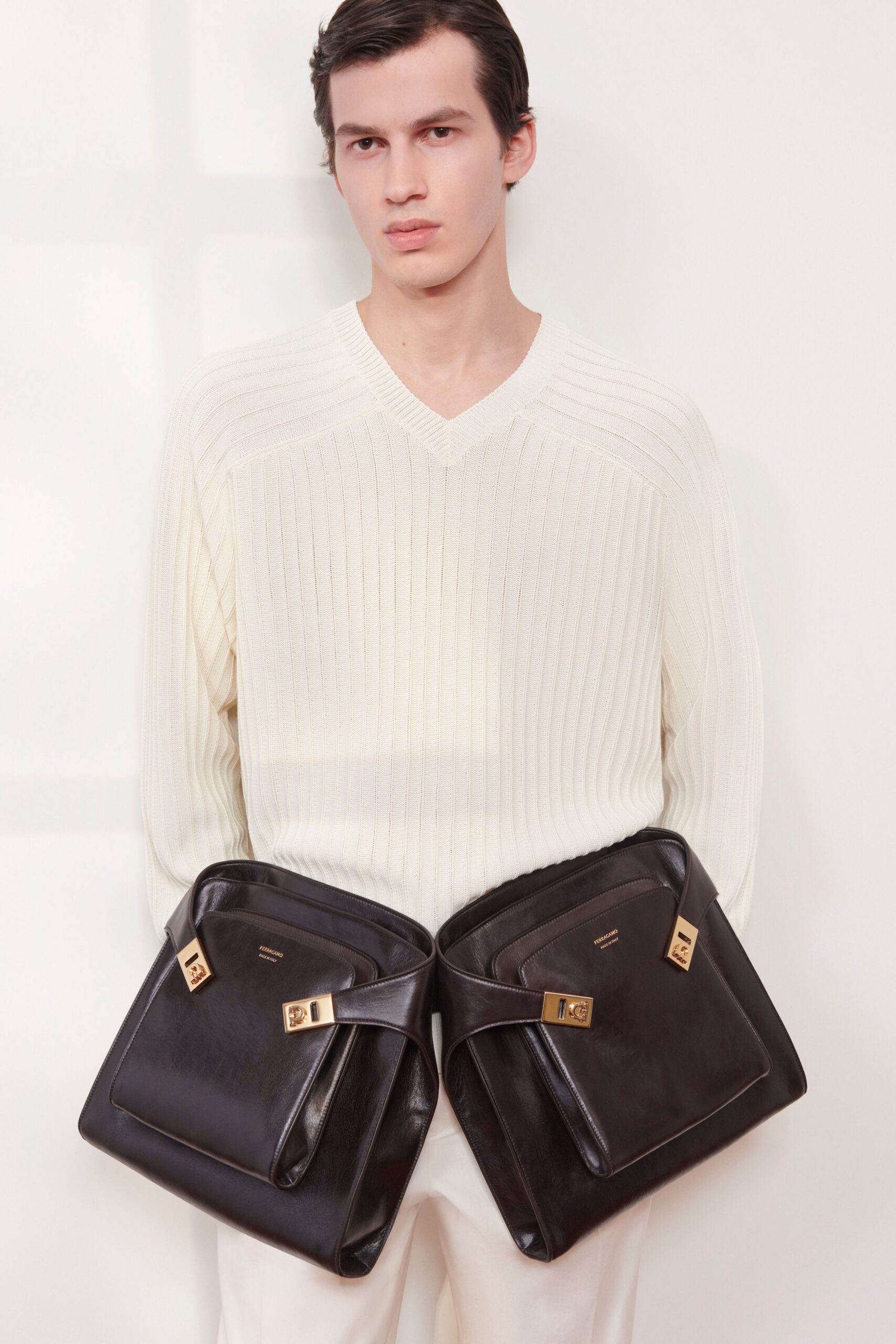 black leather zippered bag