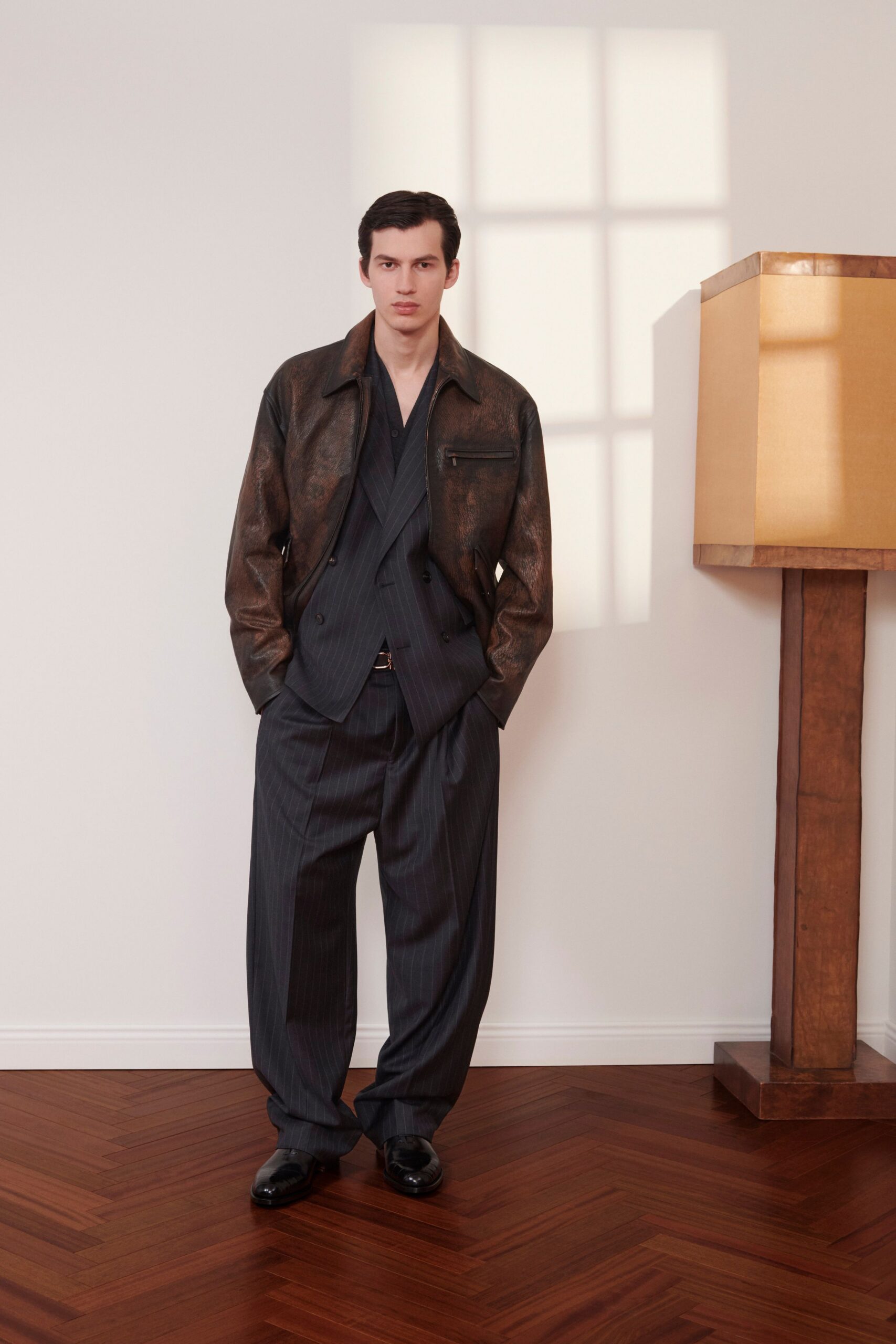 blue cotton relaxed straight-leg pants