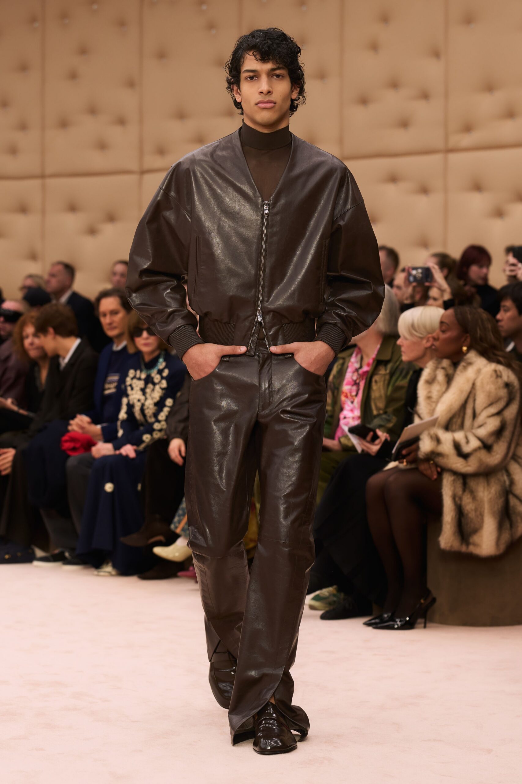 brown leather jacket and pants
