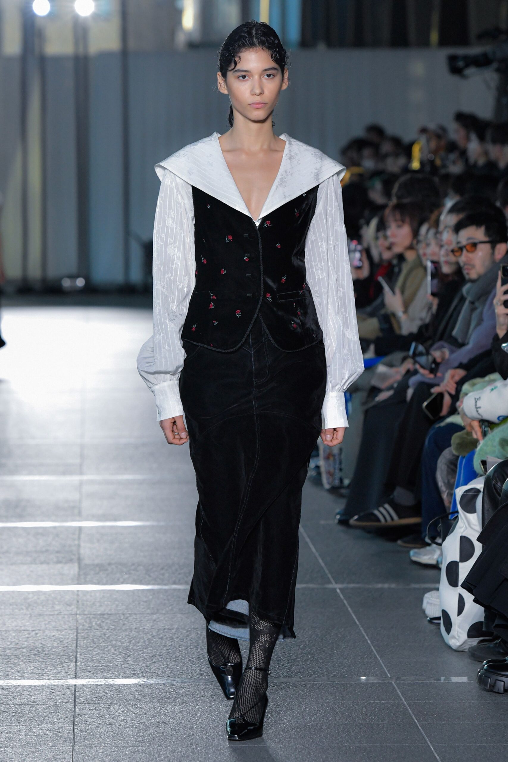 black velvet vest white shirt