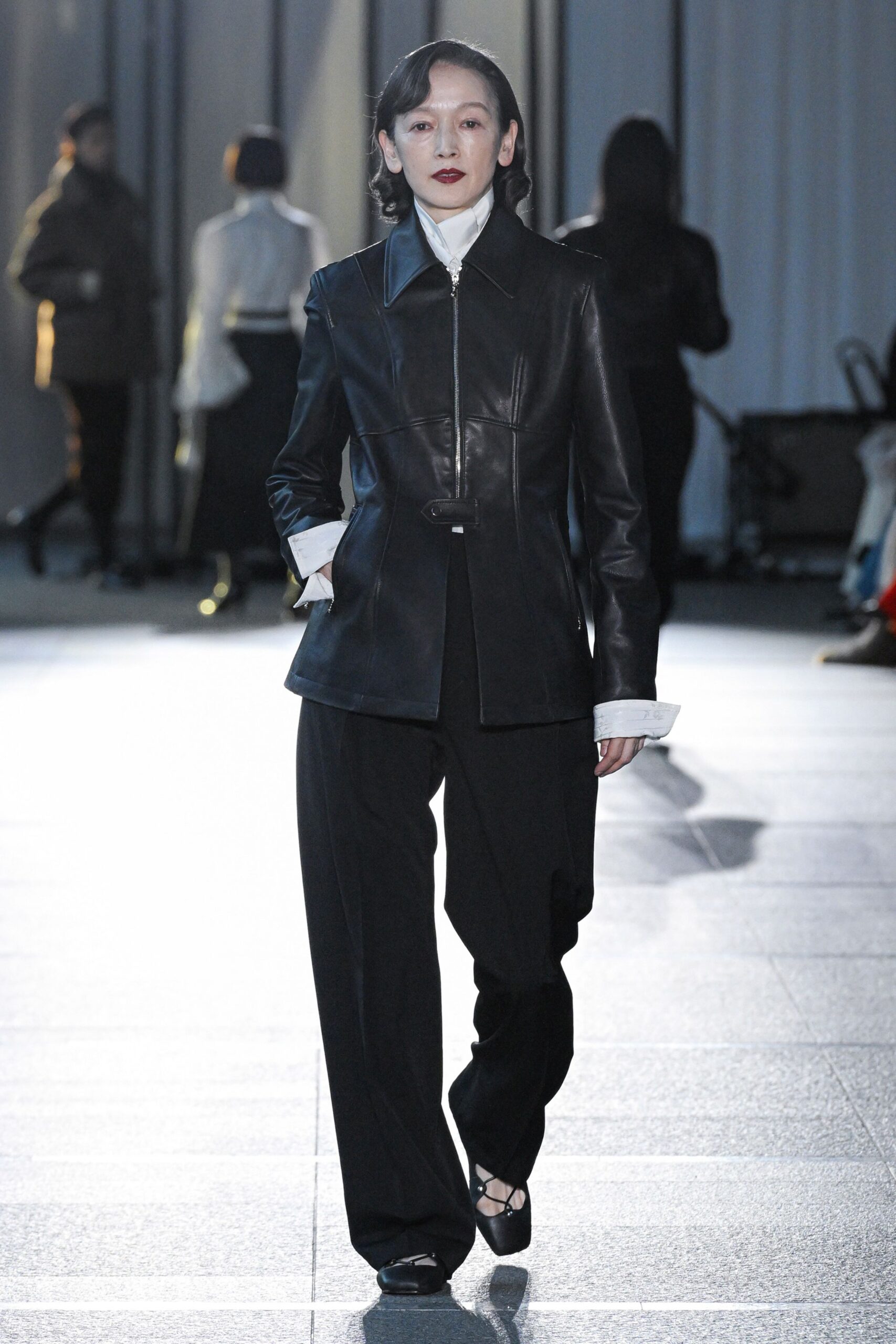 black leather fitted jacket