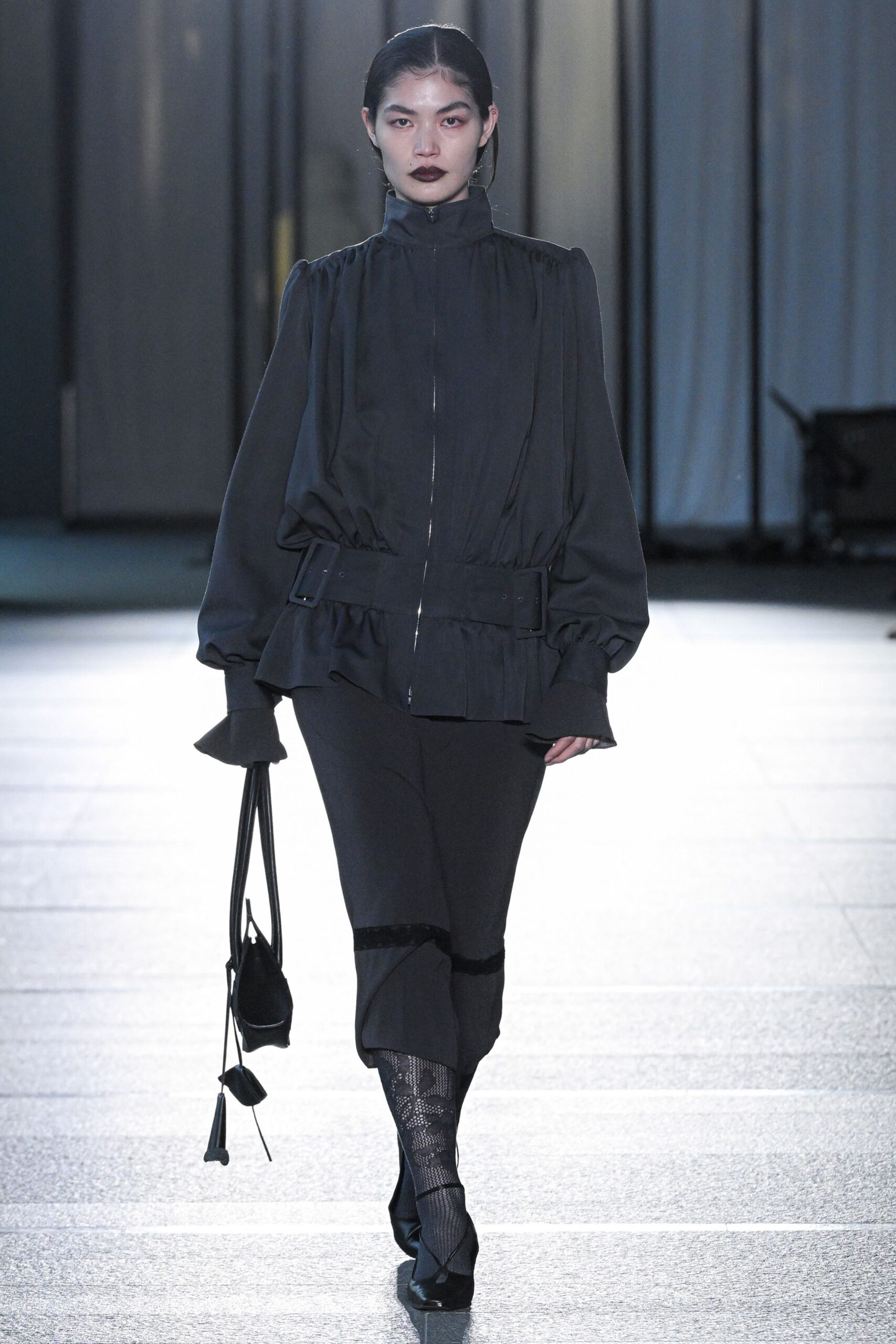 black silk blouse and pants