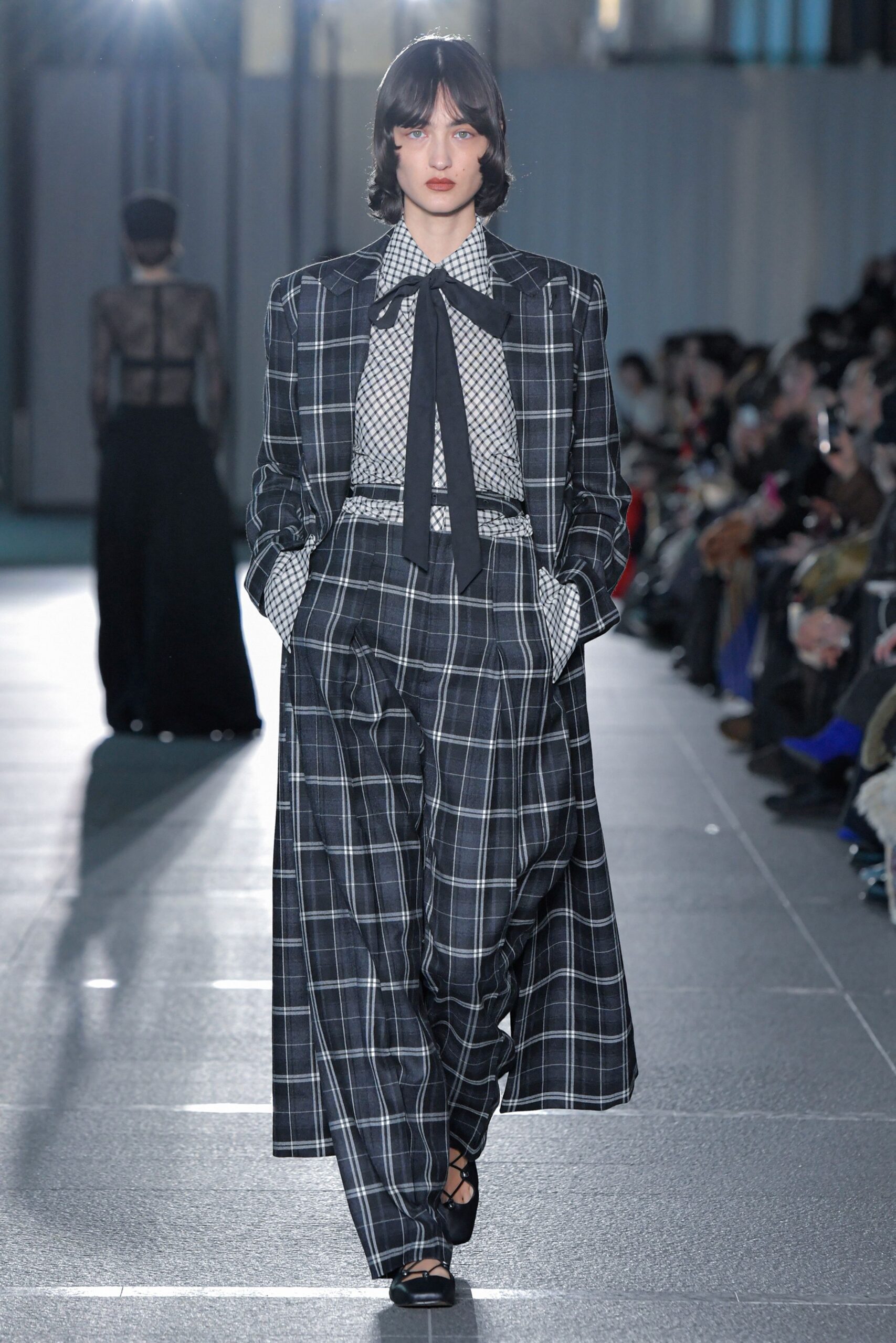 black and white checked blazer and pants