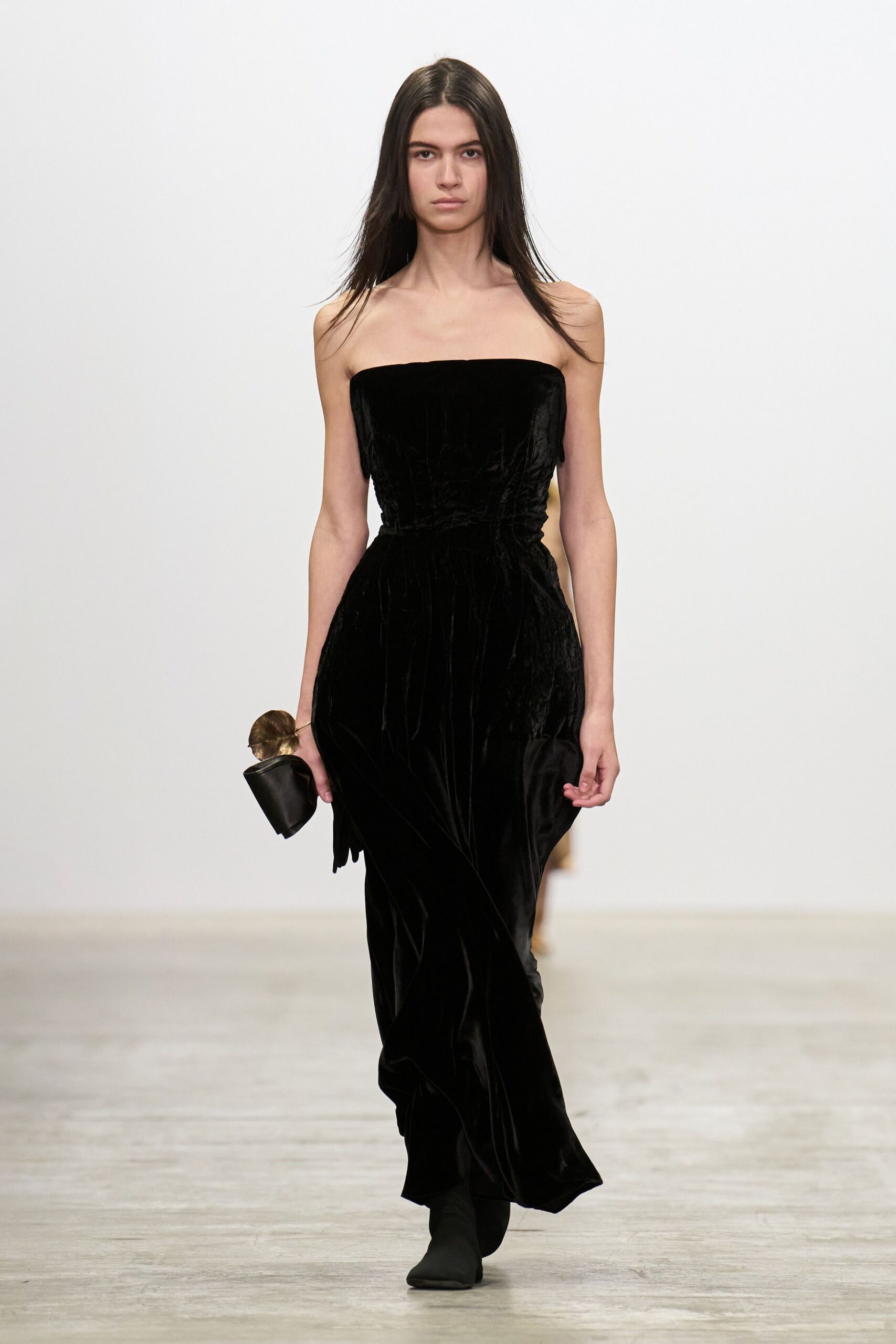 black velvet strapless gown
