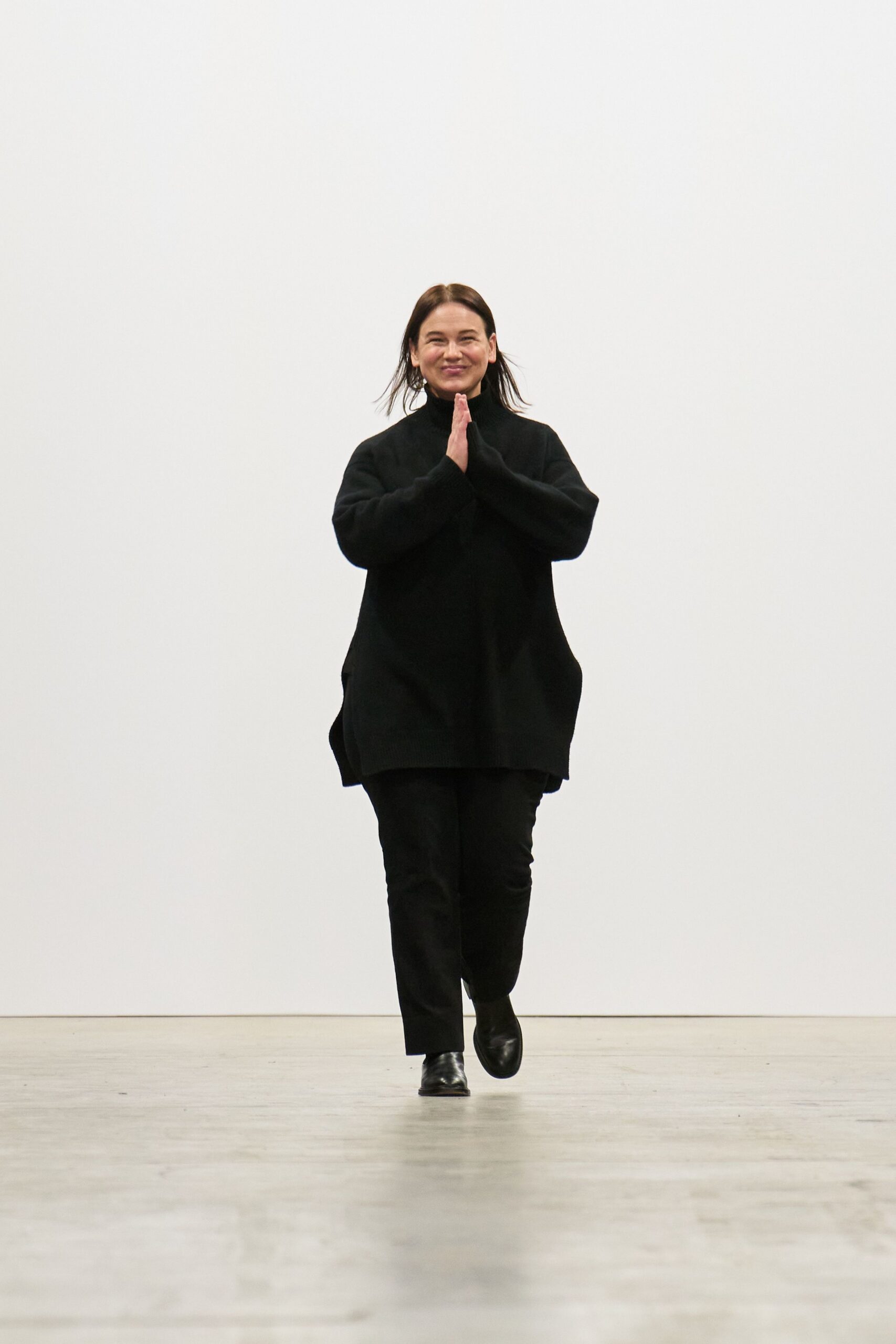 black wool long-sleeve high-neck oversized sweater