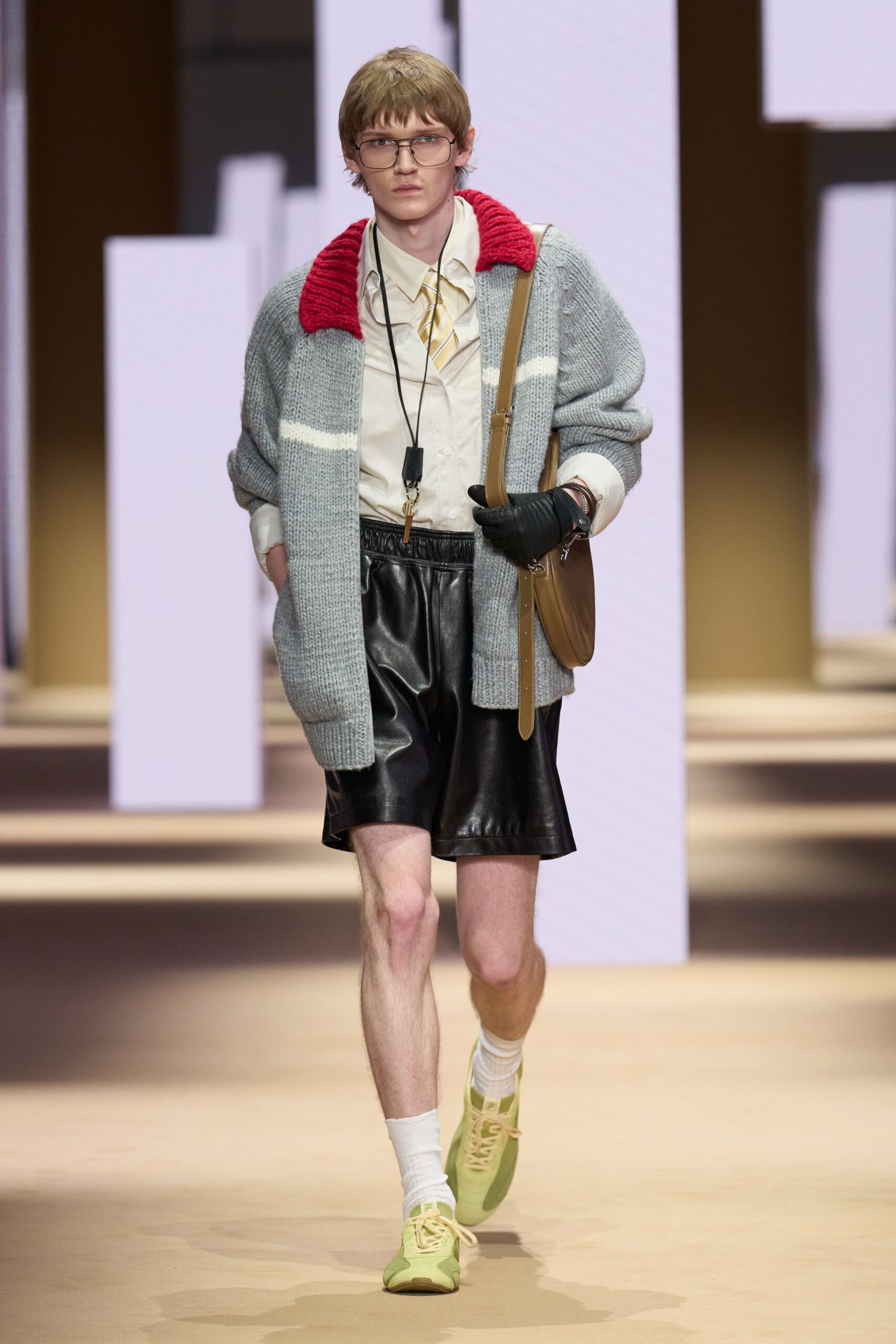 gray wool long-sleeve collared relaxed cardigan