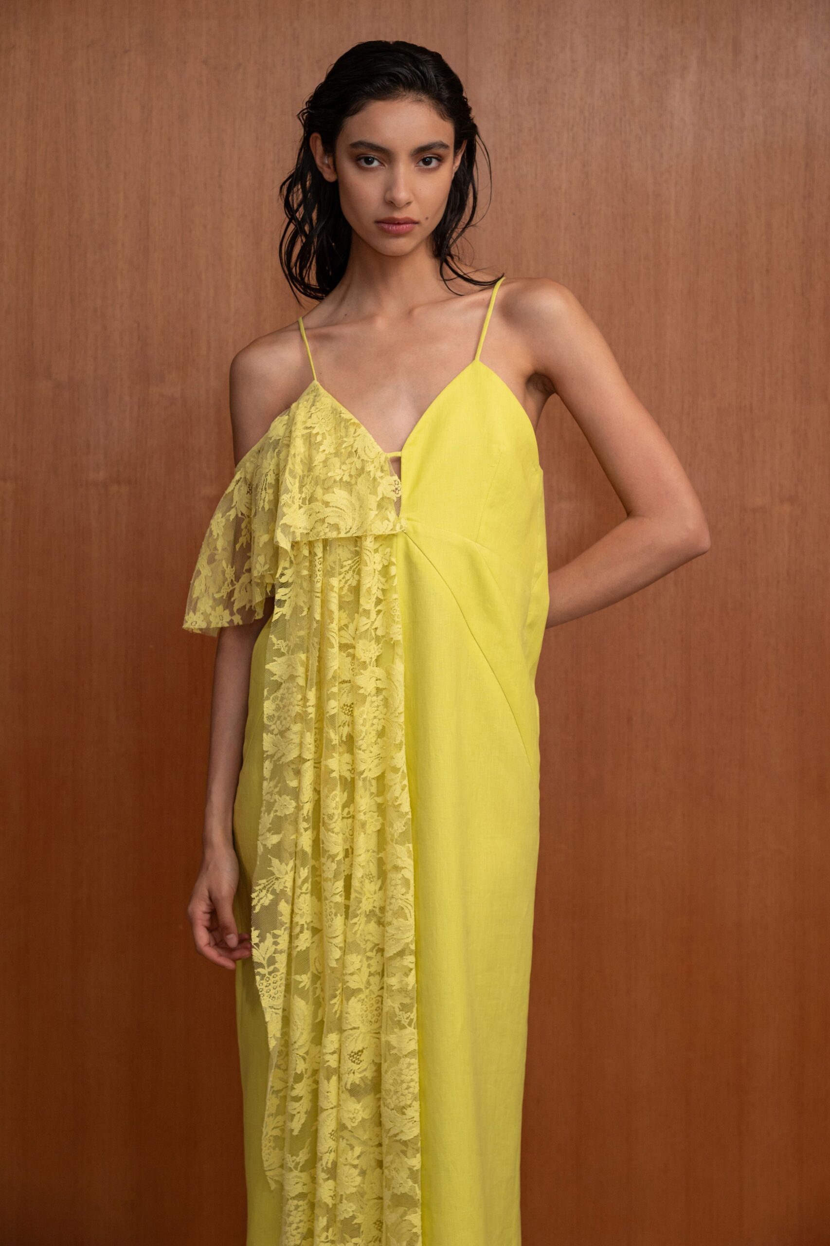yellow relaxed sleeveless dress