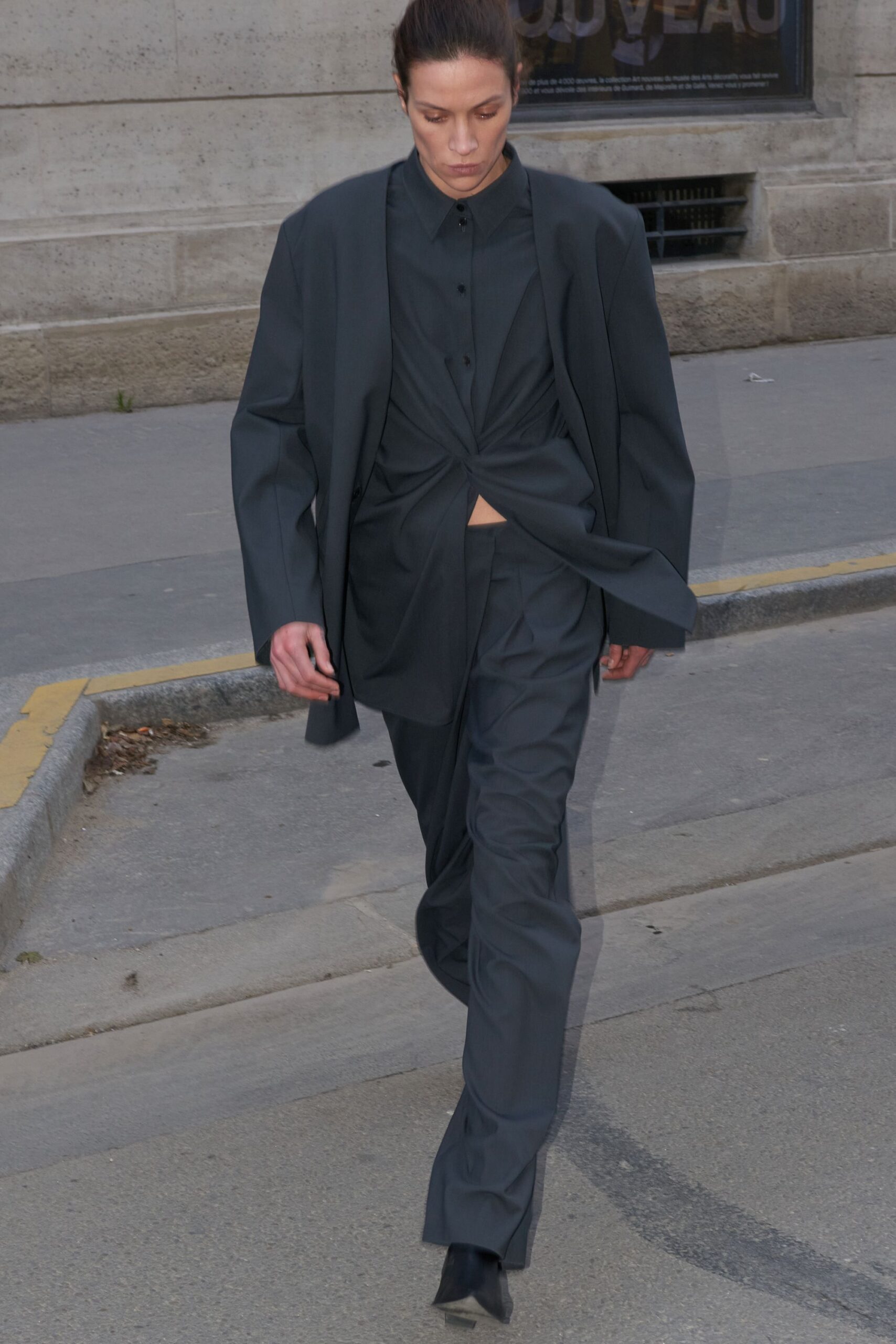 black relaxed blazer with fitted shirt