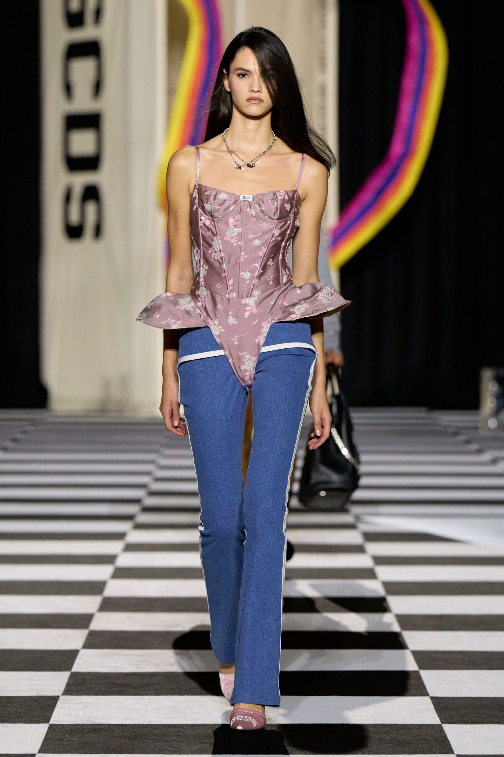 pink silk sleeveless v-neck fitted flared embroidered top