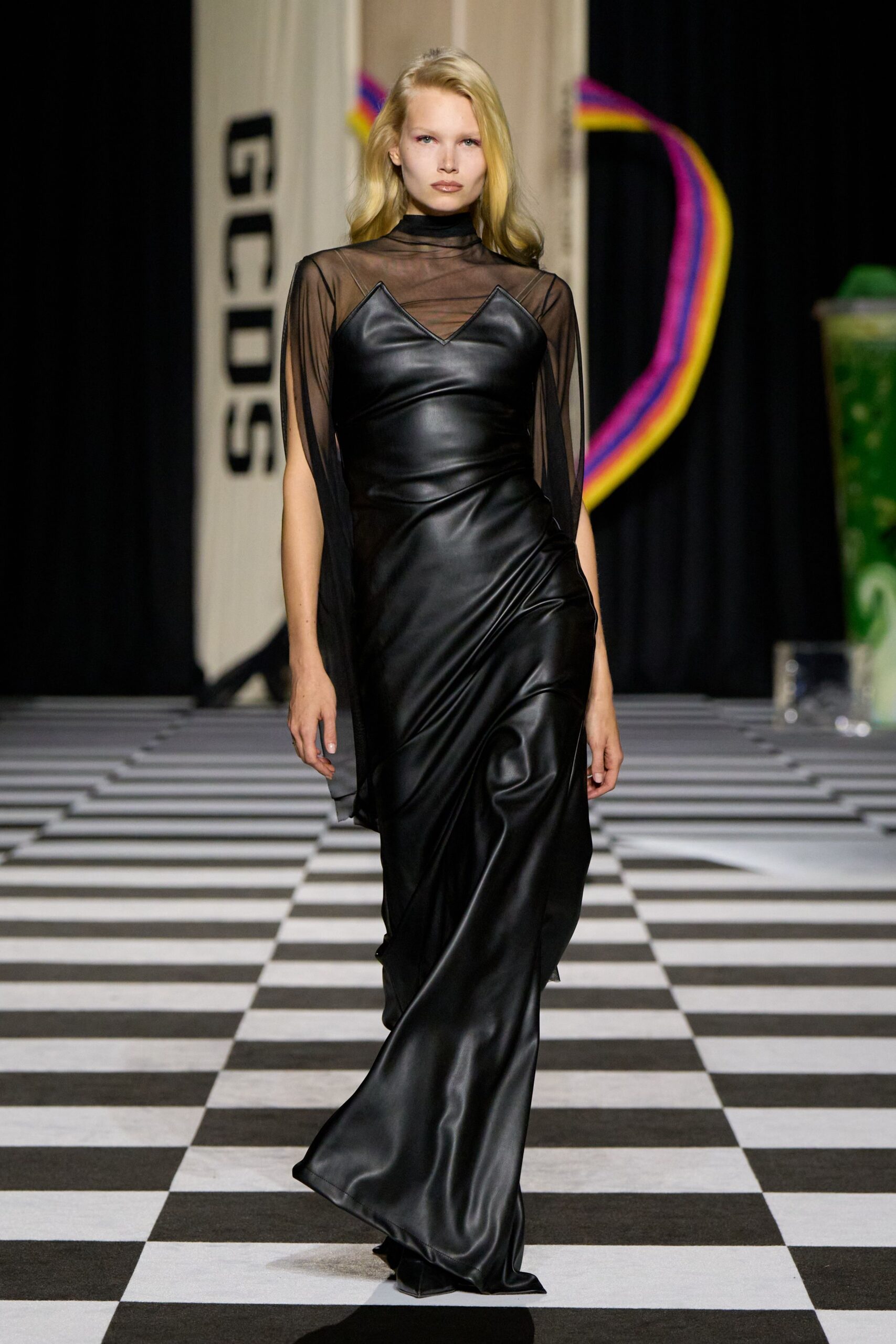 black silk fitted gown