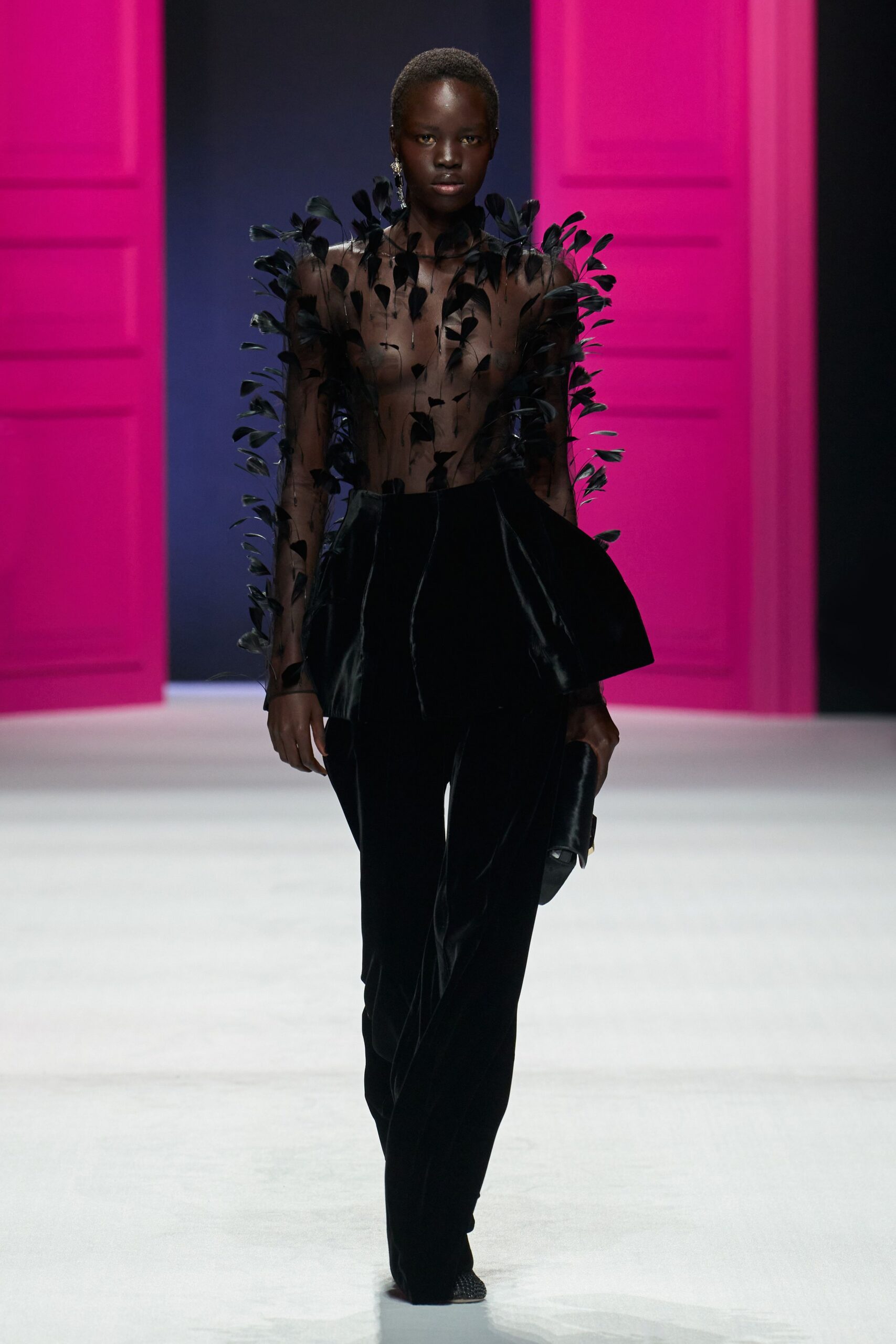 black fitted top and pants