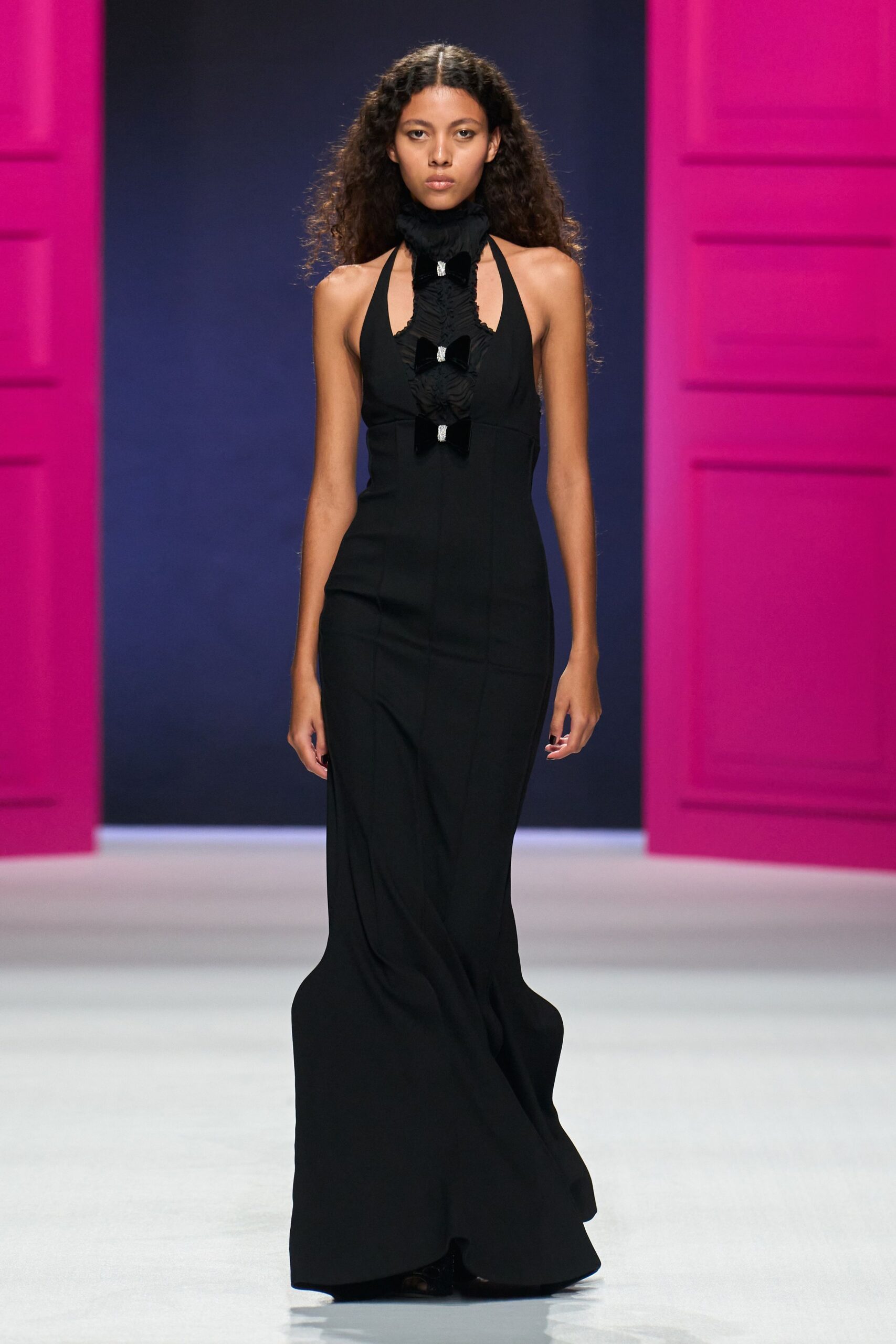 black silk sleeveless gown