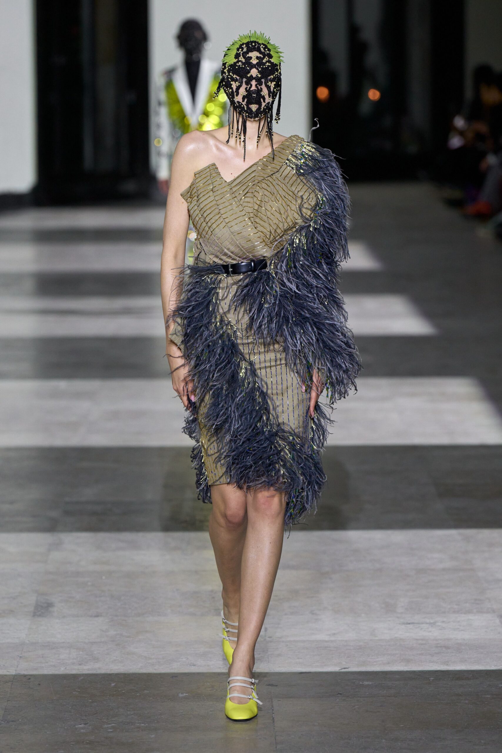 asymmetric fringed midi dress