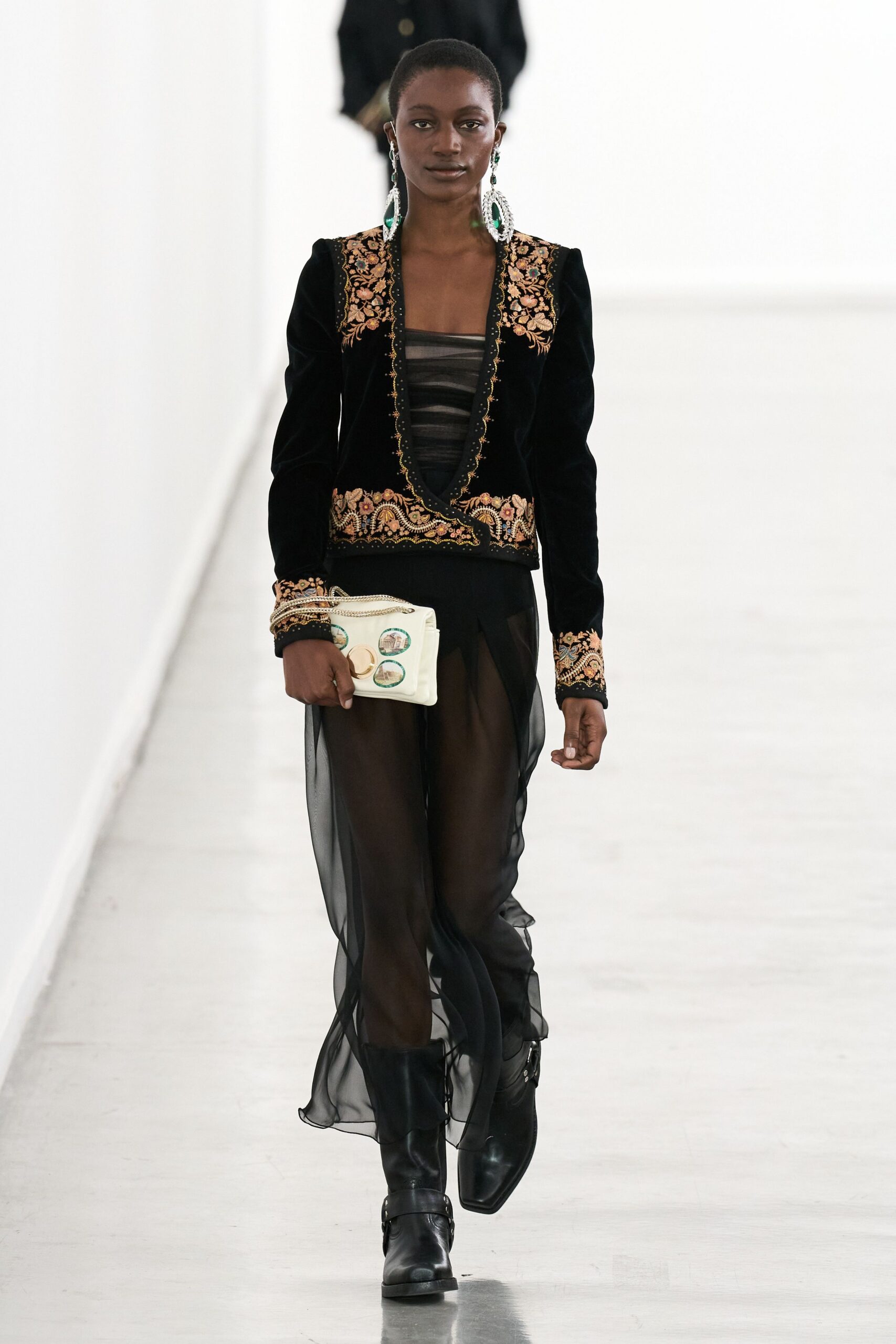 black relaxed layered sheer flowing skirt