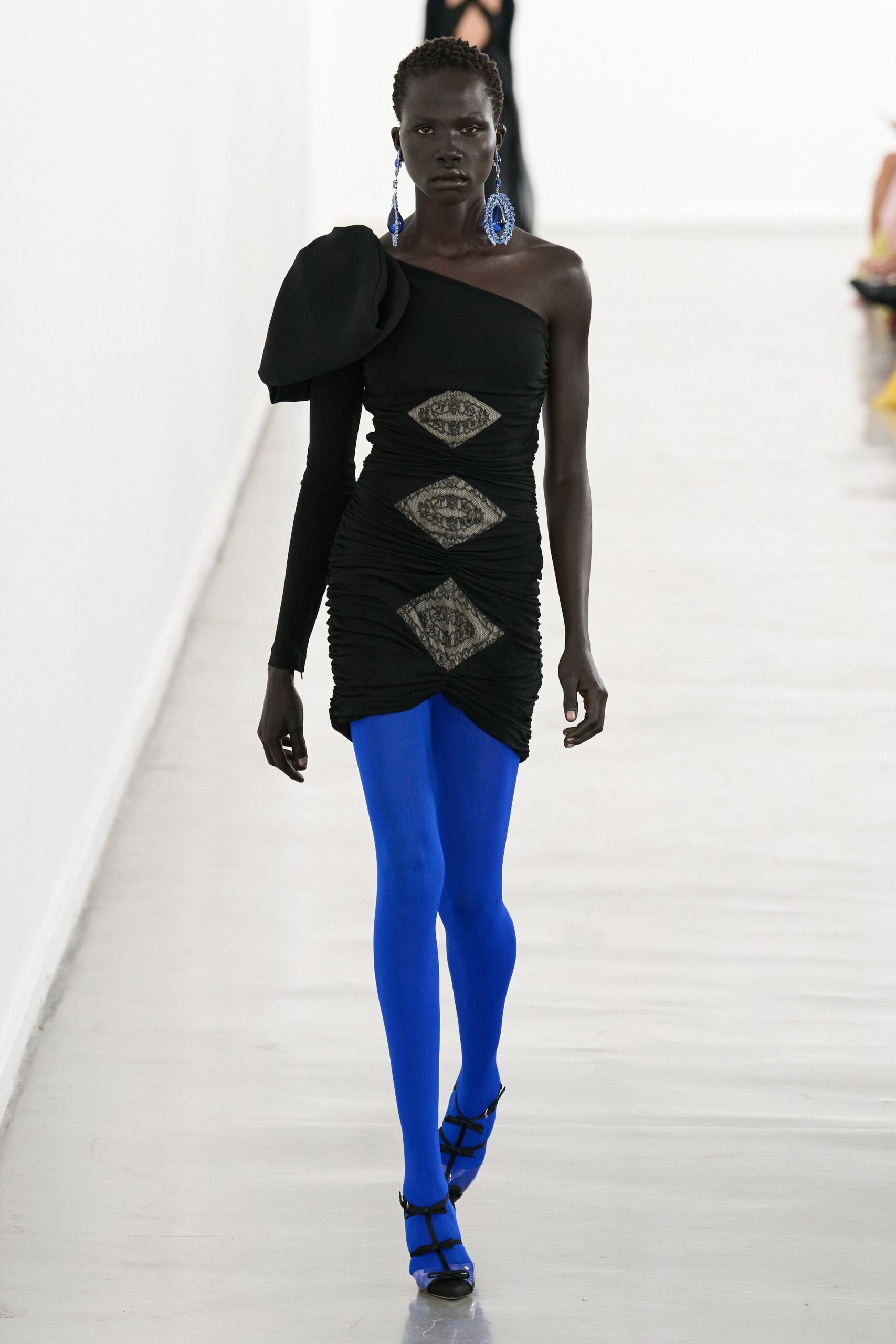 blue cotton fitted leggings