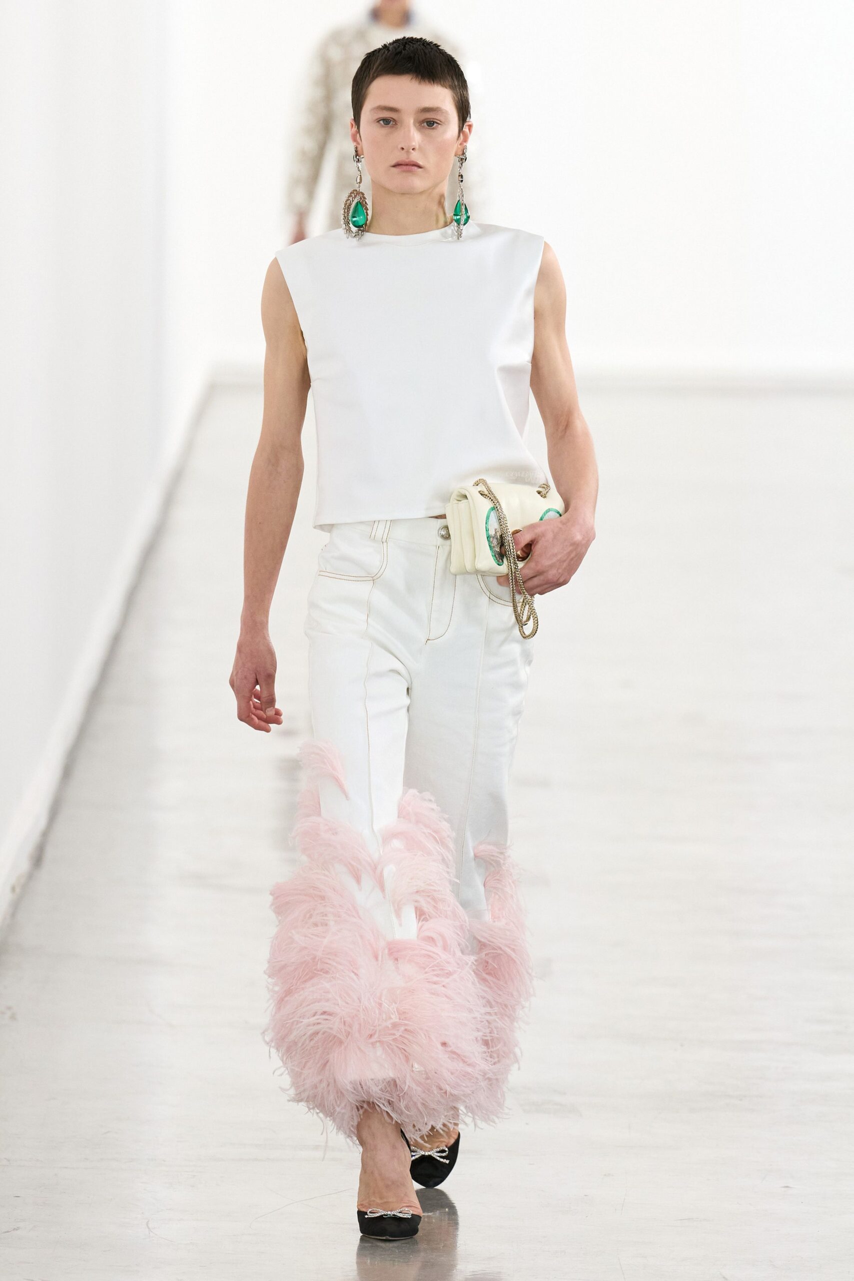 white cotton fitted flared pants