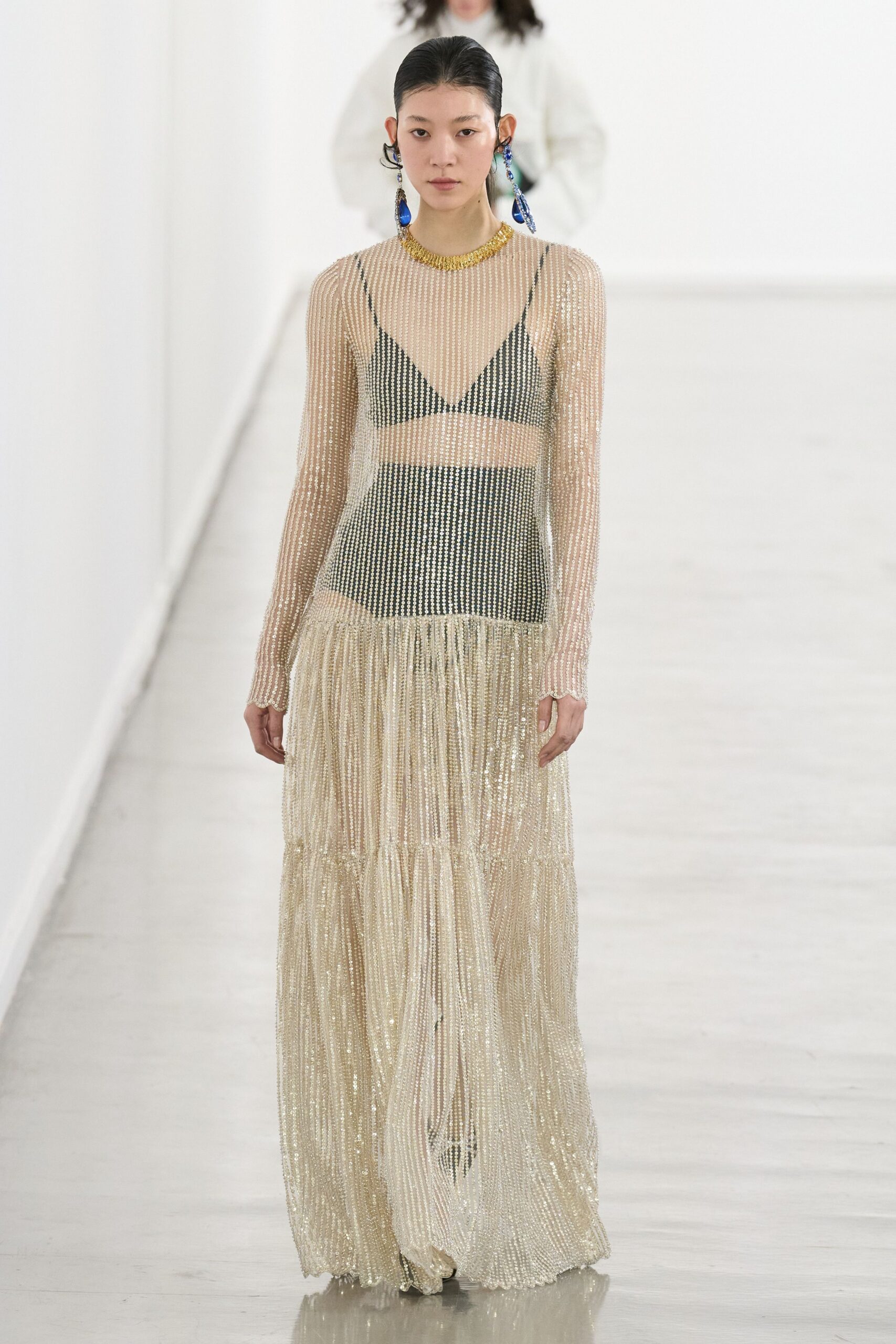 gold pleated maxi dress