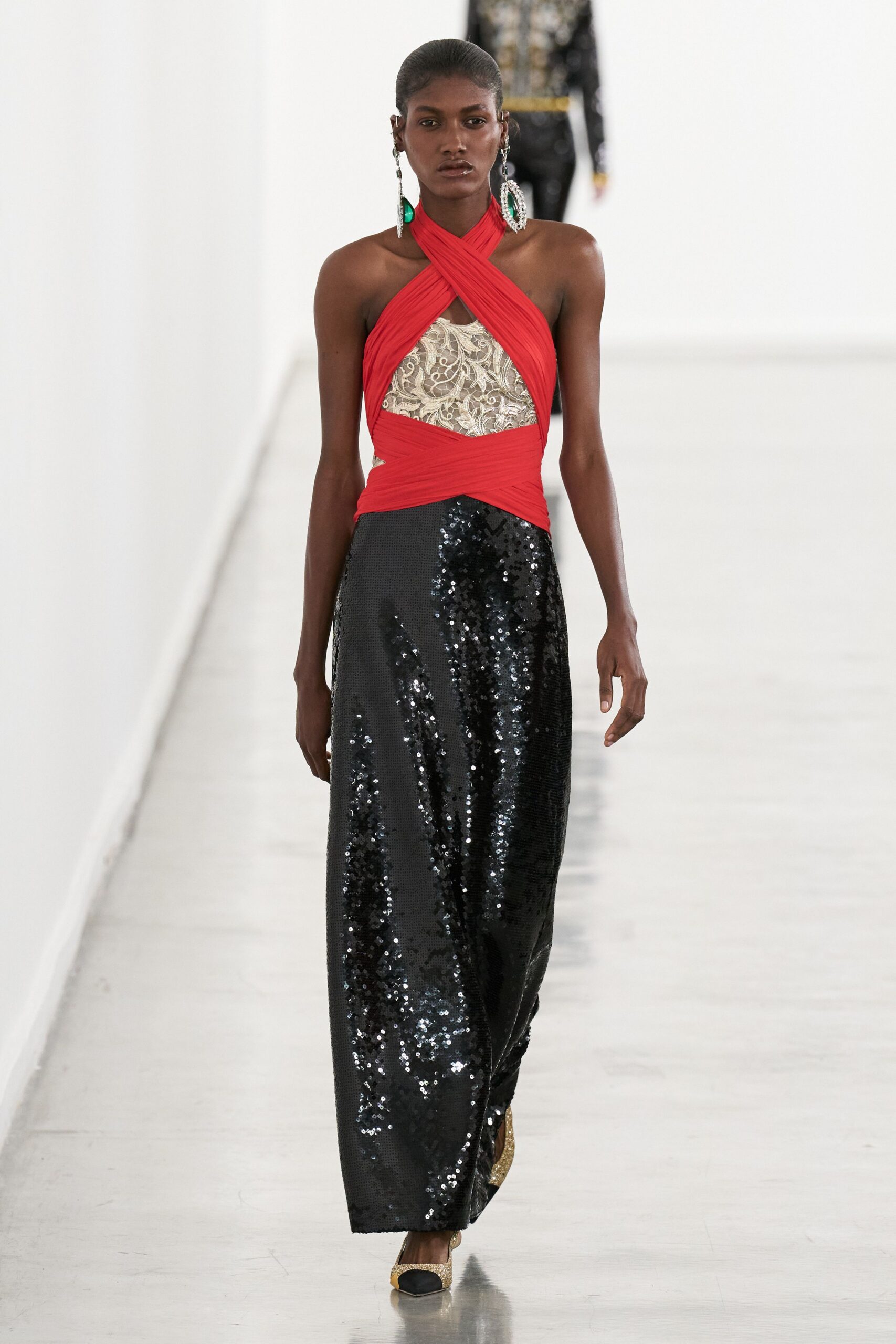 red and black sequin gown