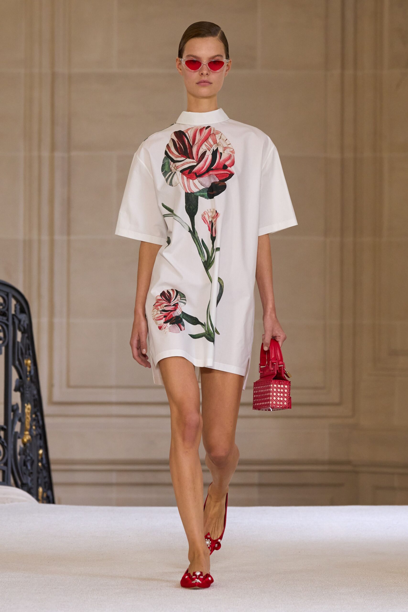white printed short dress