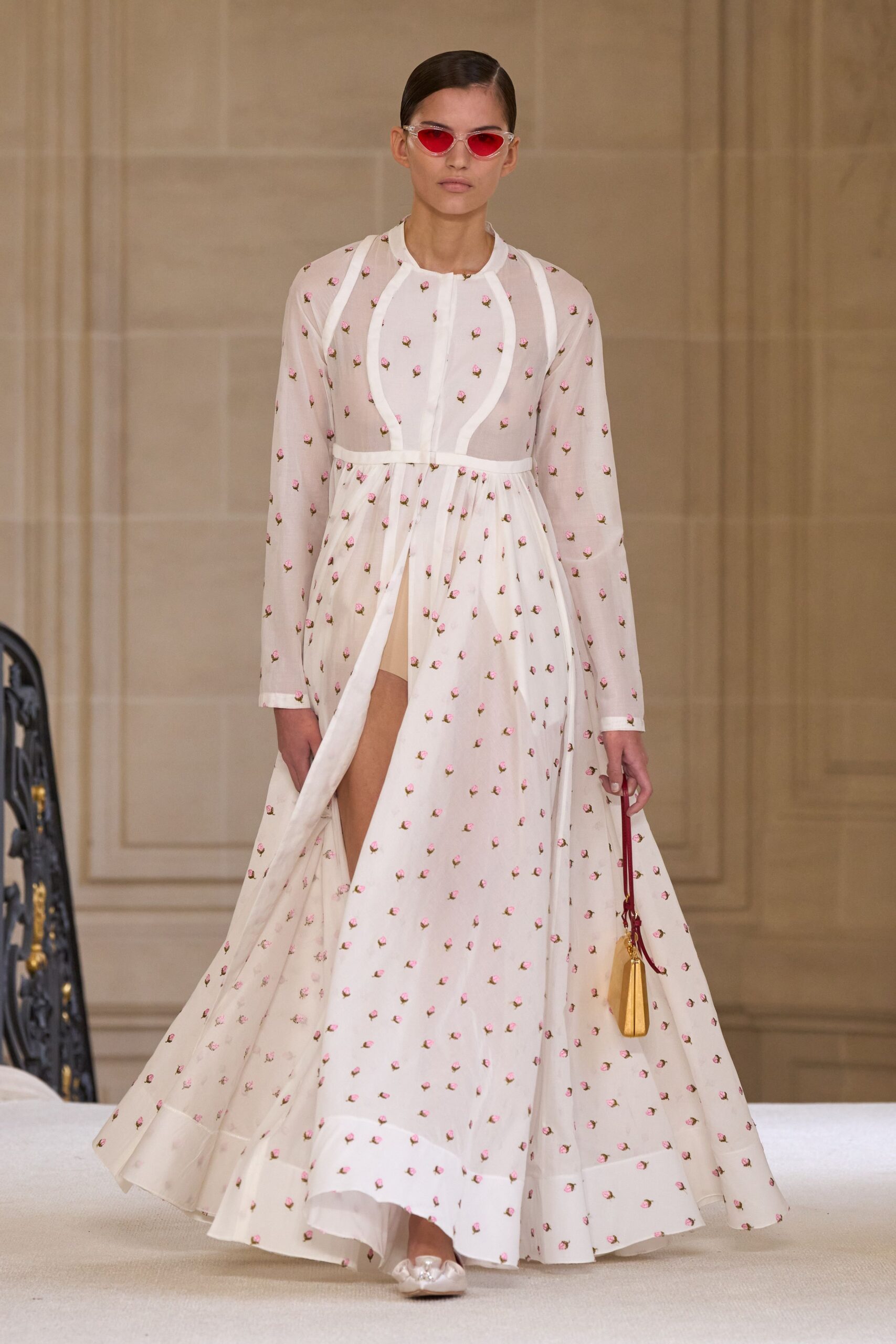 white floral maxi gown