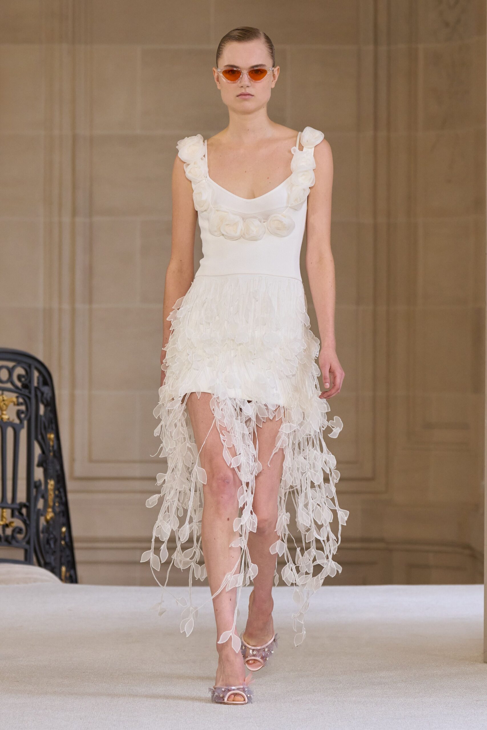 white ruffled mini dress