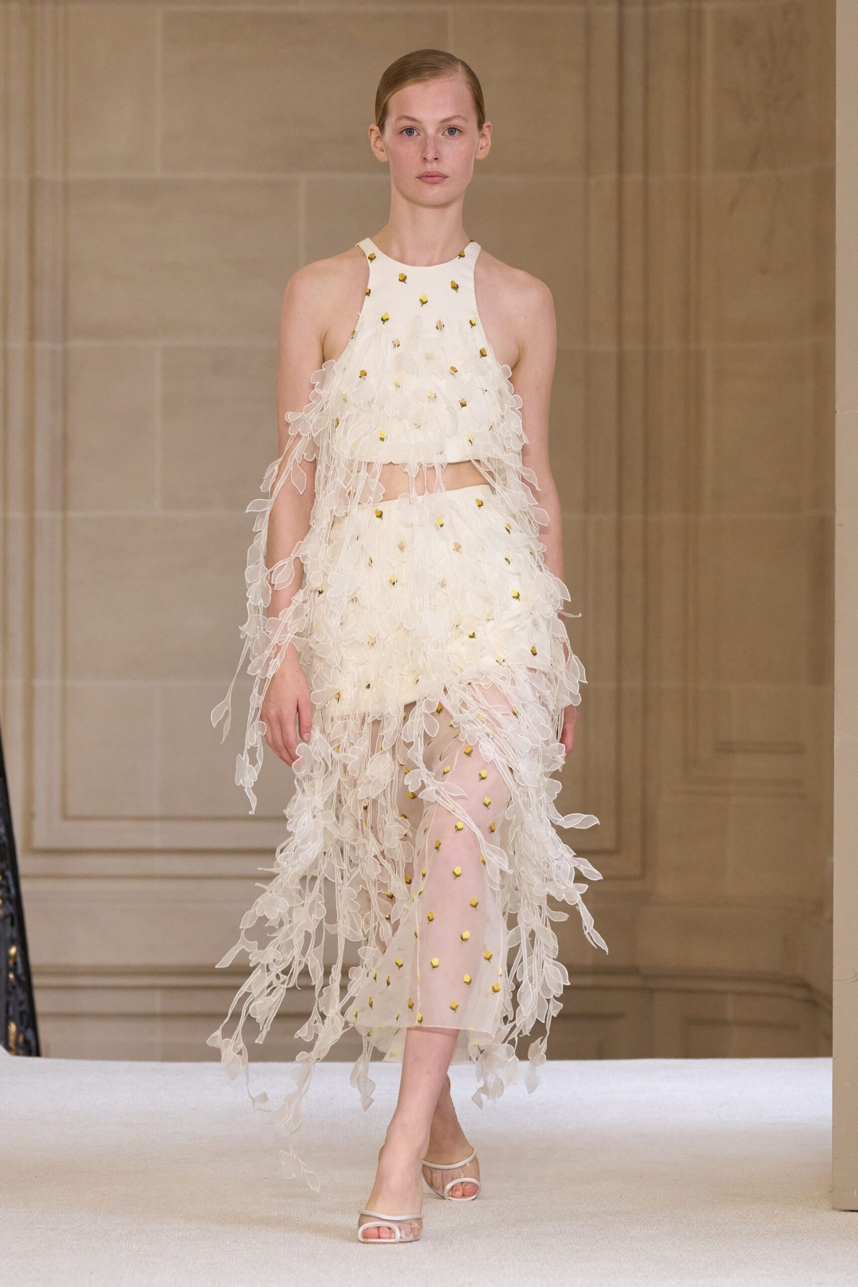 white fringed beaded midi dress