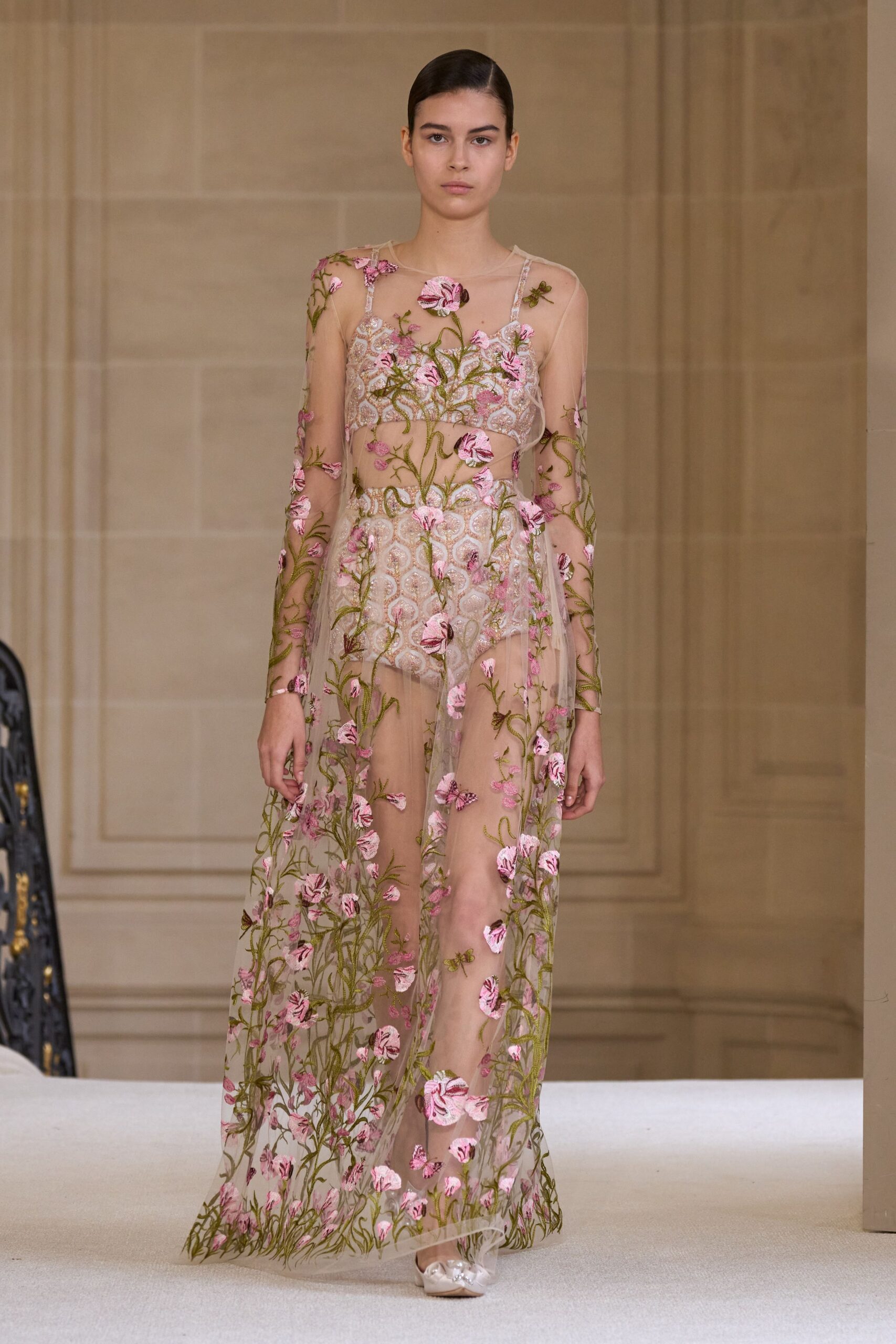 sheer embroidered maxi gown