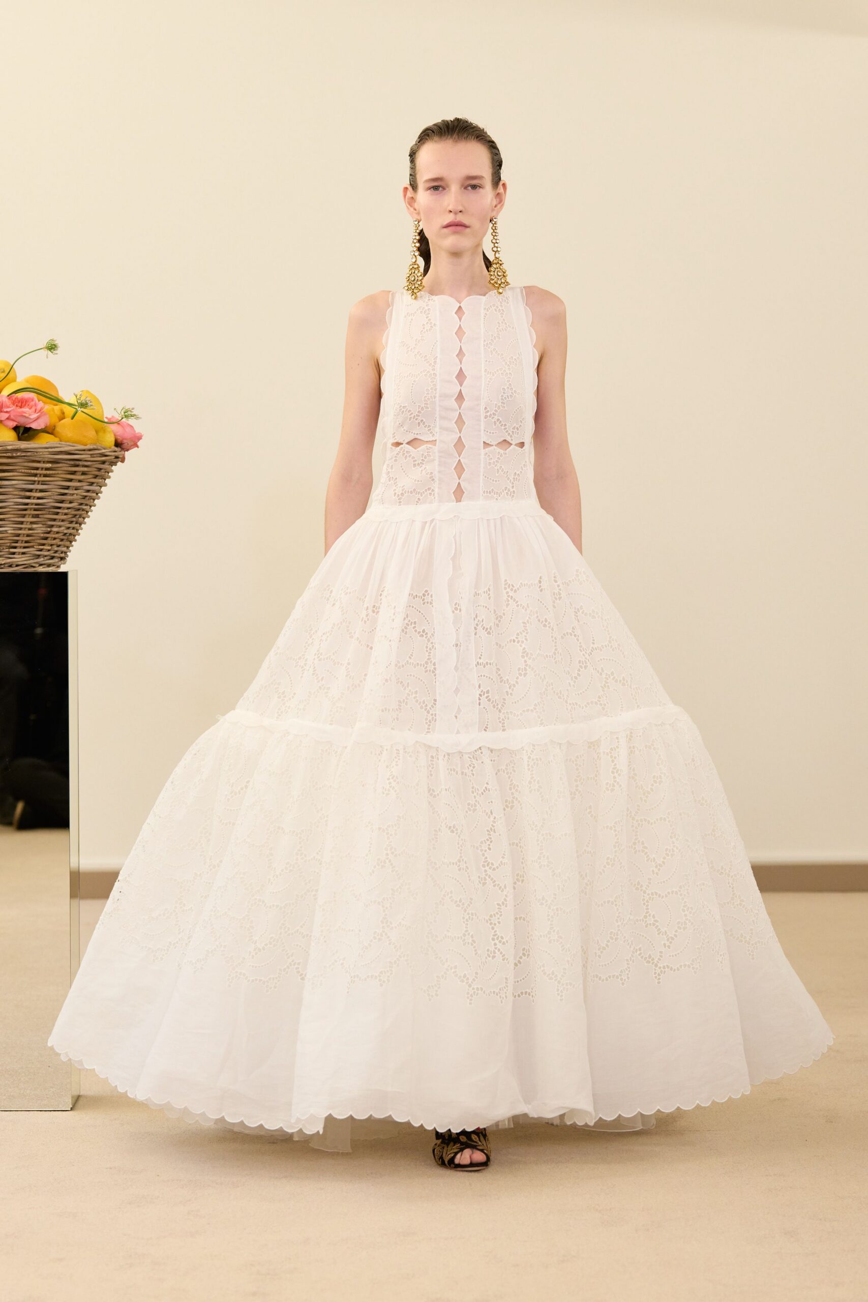 white cotton sleeveless gown