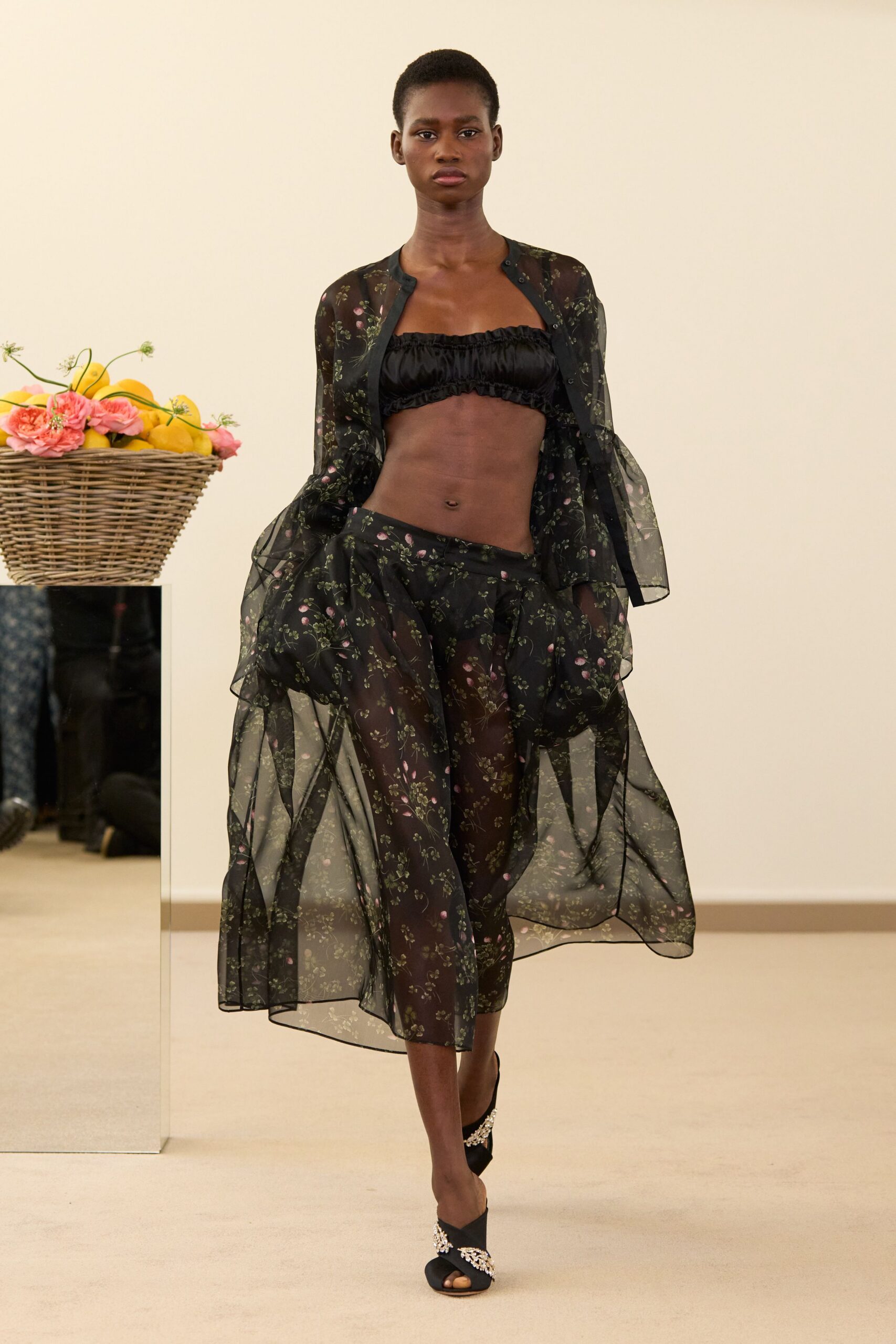 black chiffon relaxed layered sheer midi skirt