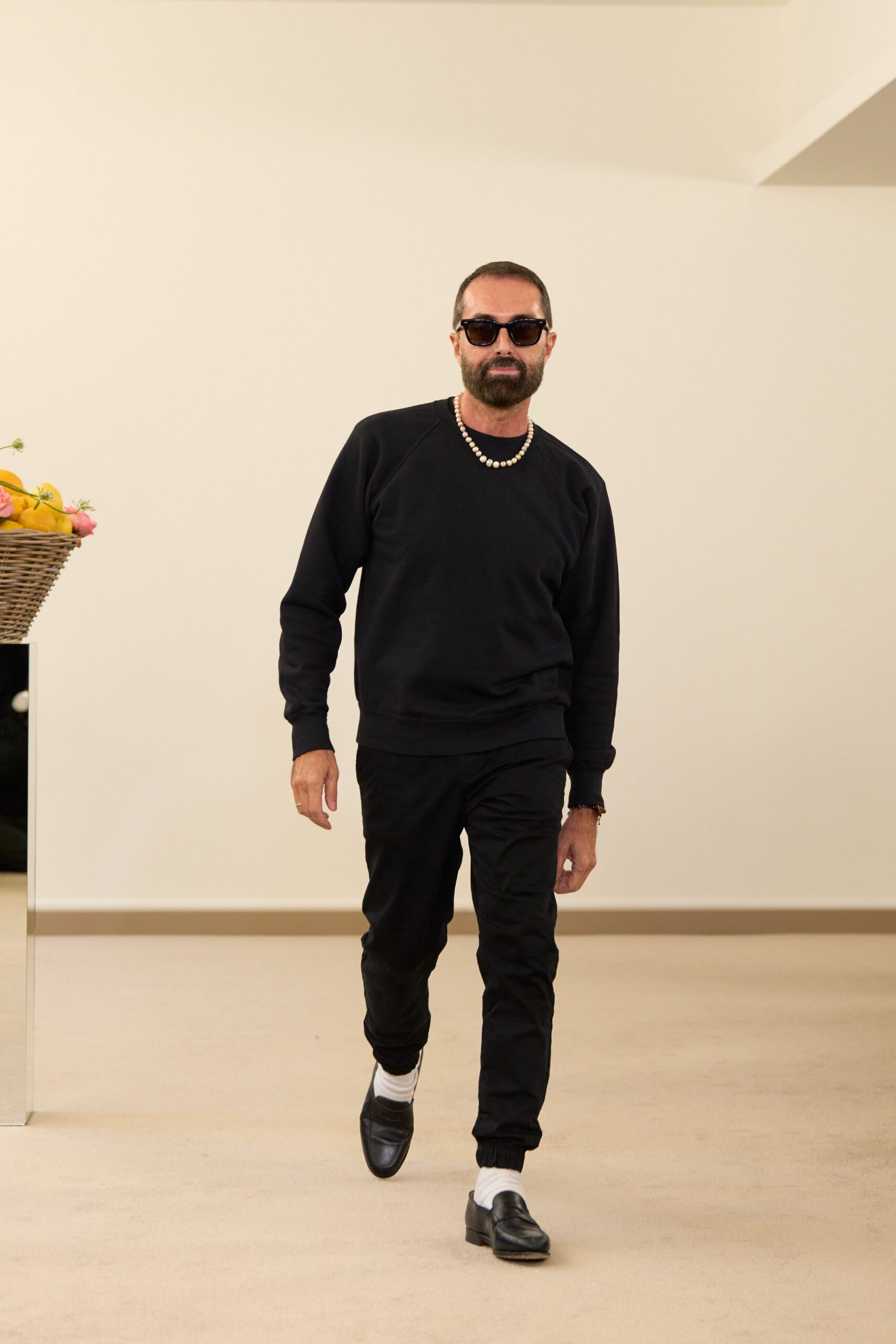 black relaxed sweater and pants