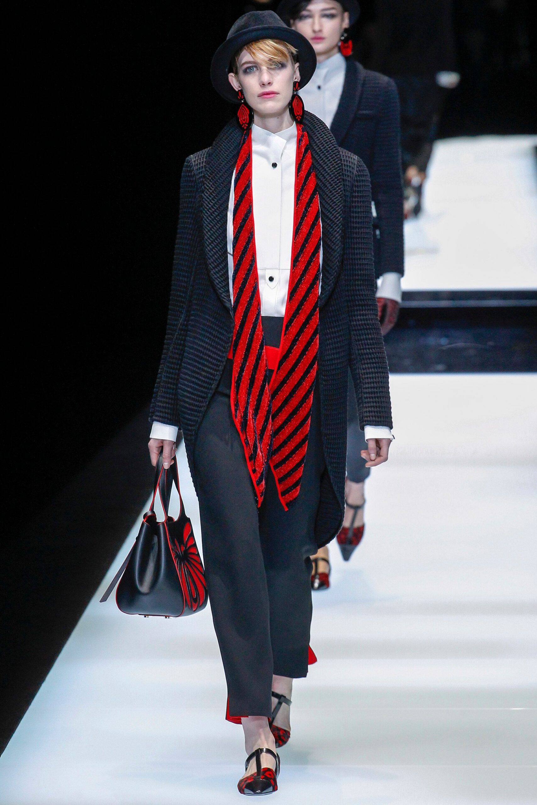 red silk striped scarf