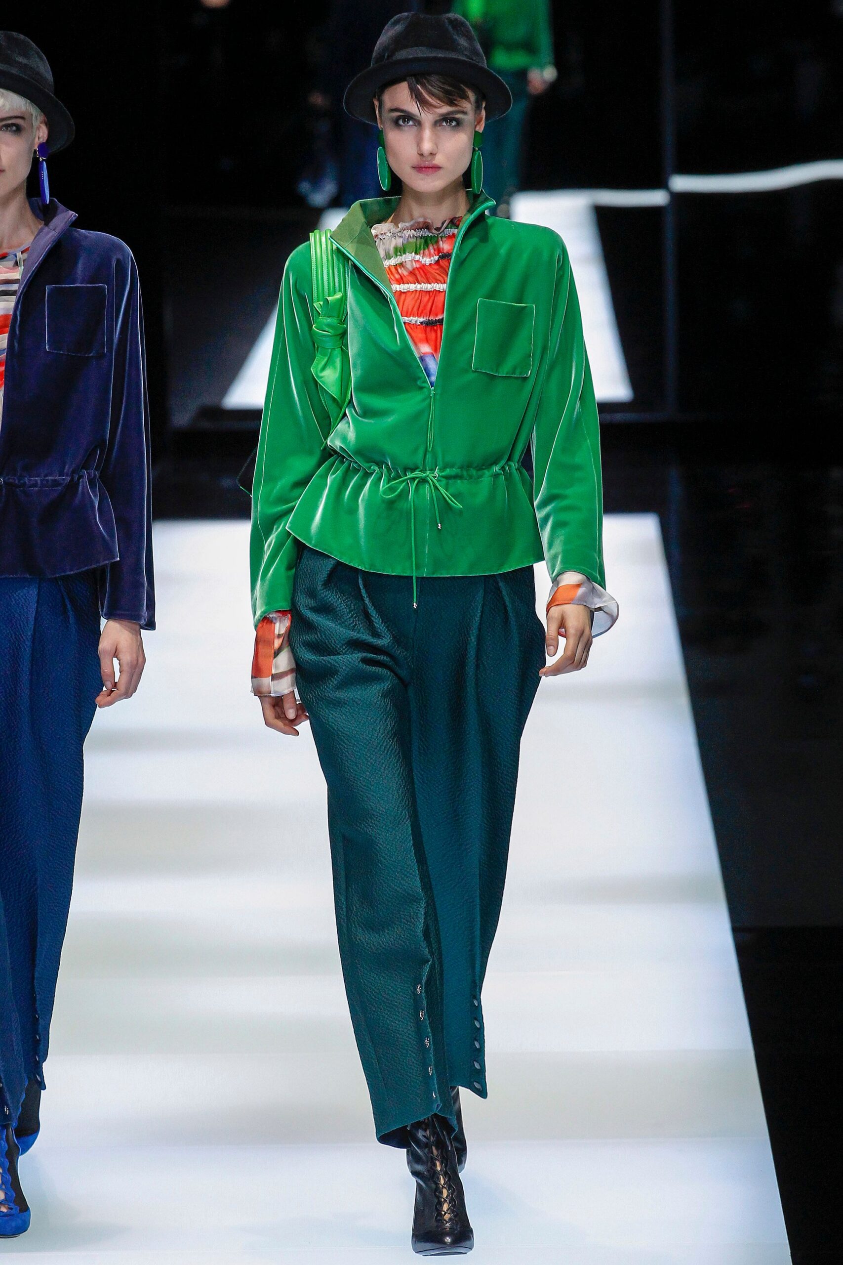 green velvet long-sleeve collared relaxed zippered shirt