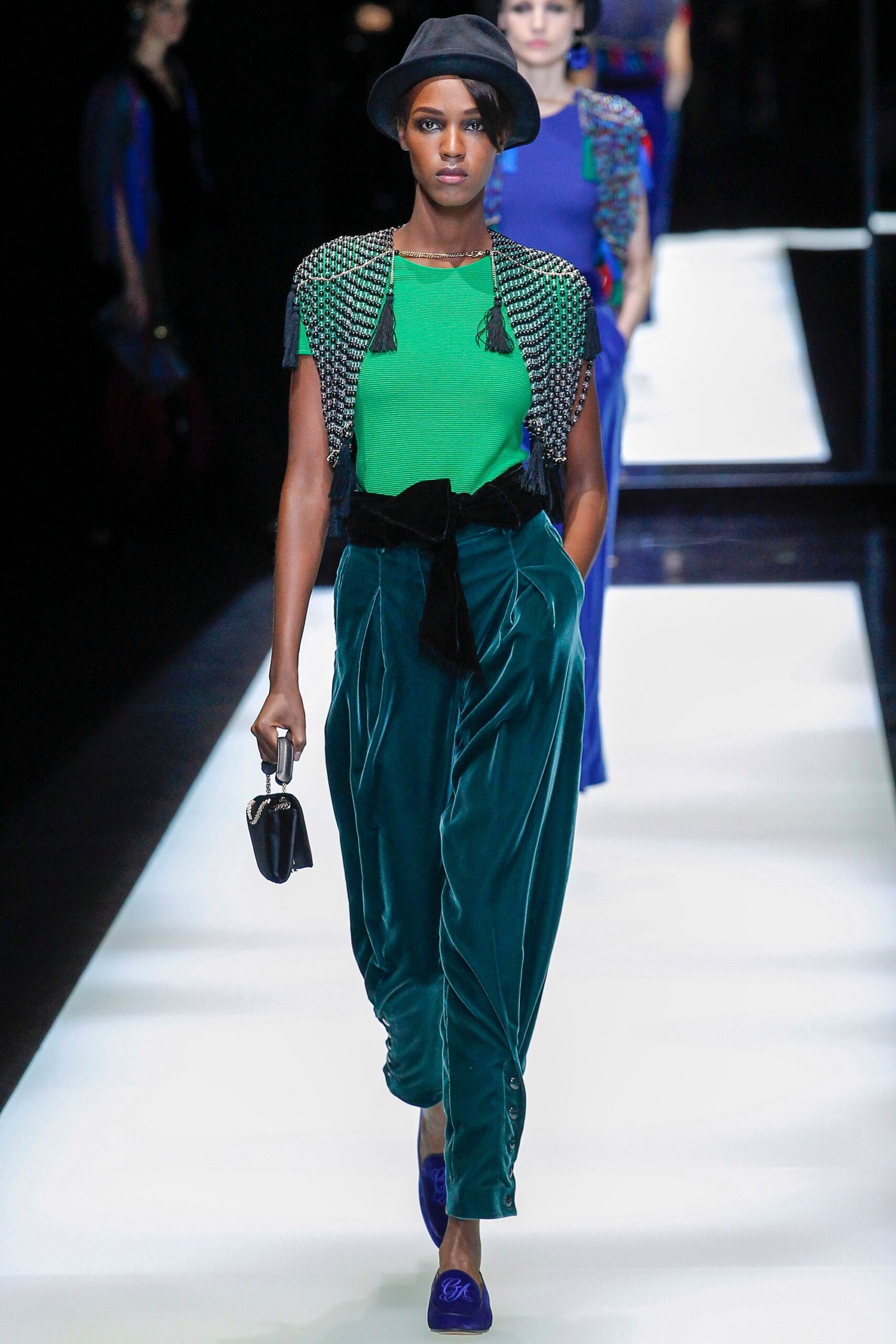 blue velvet relaxed pleated pants