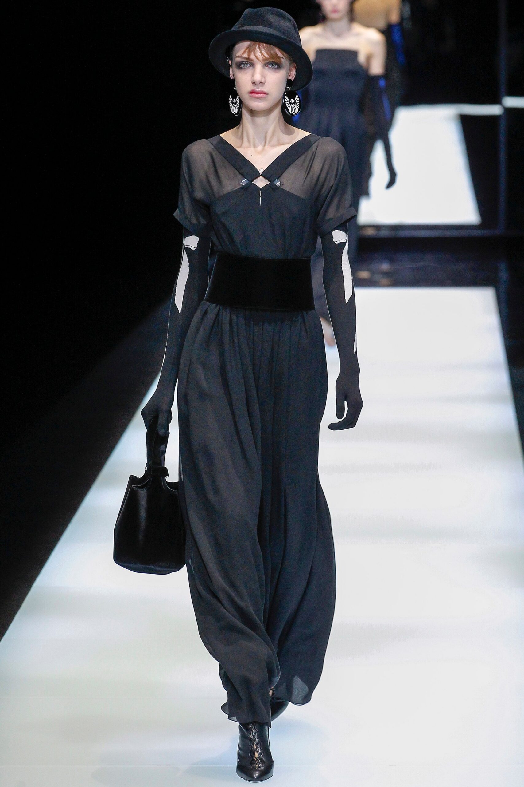 black silk fitted gown