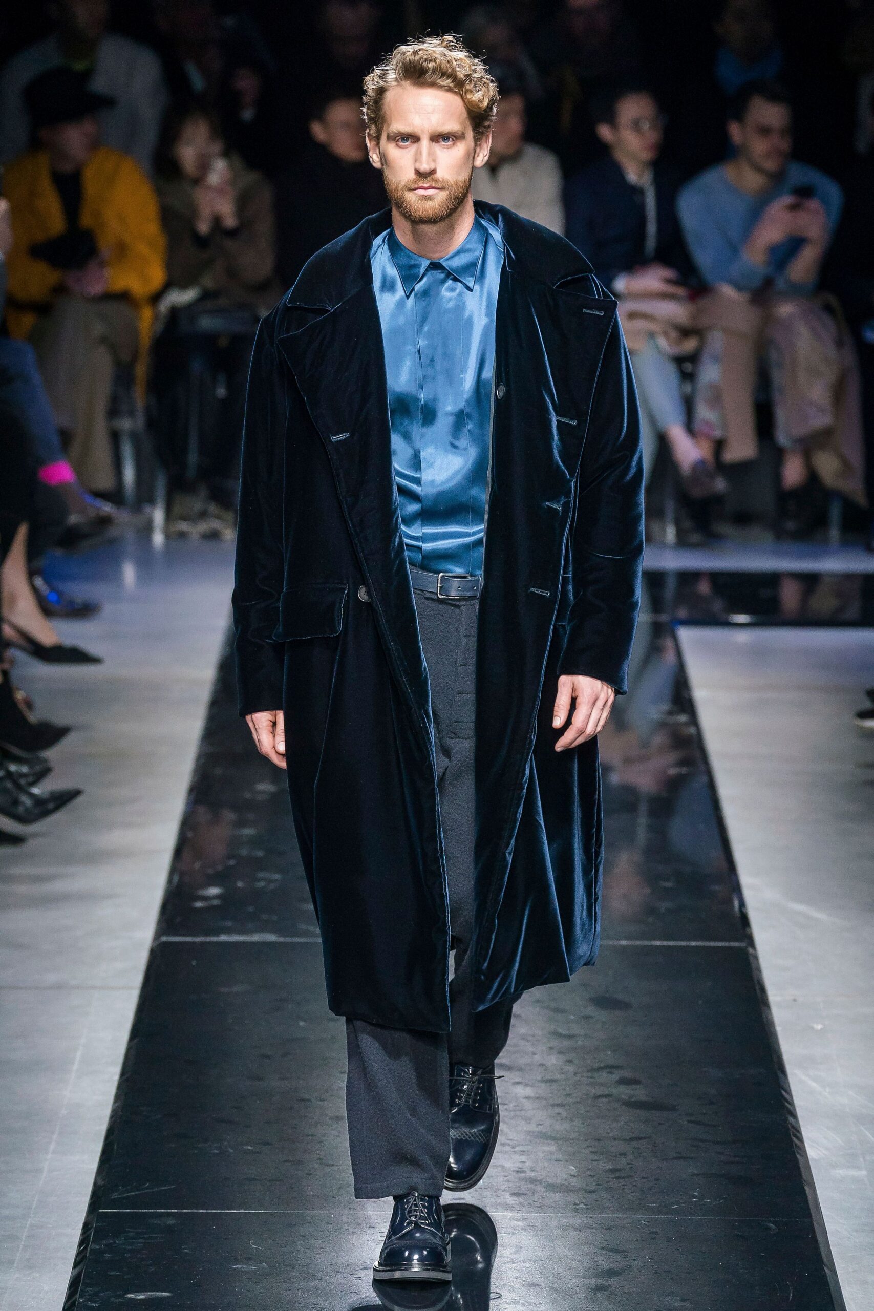 black velvet coat blue silk shirt
