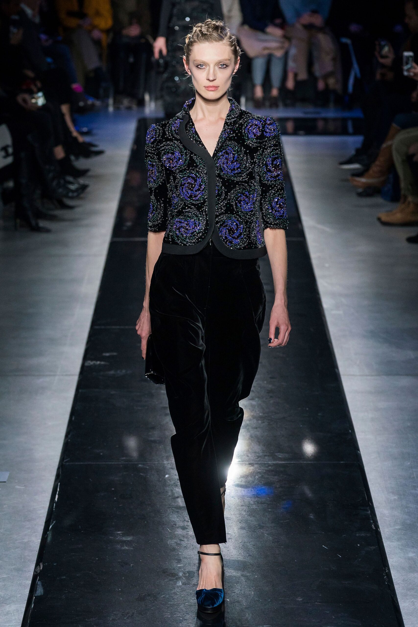 black velvet embroidered blazer