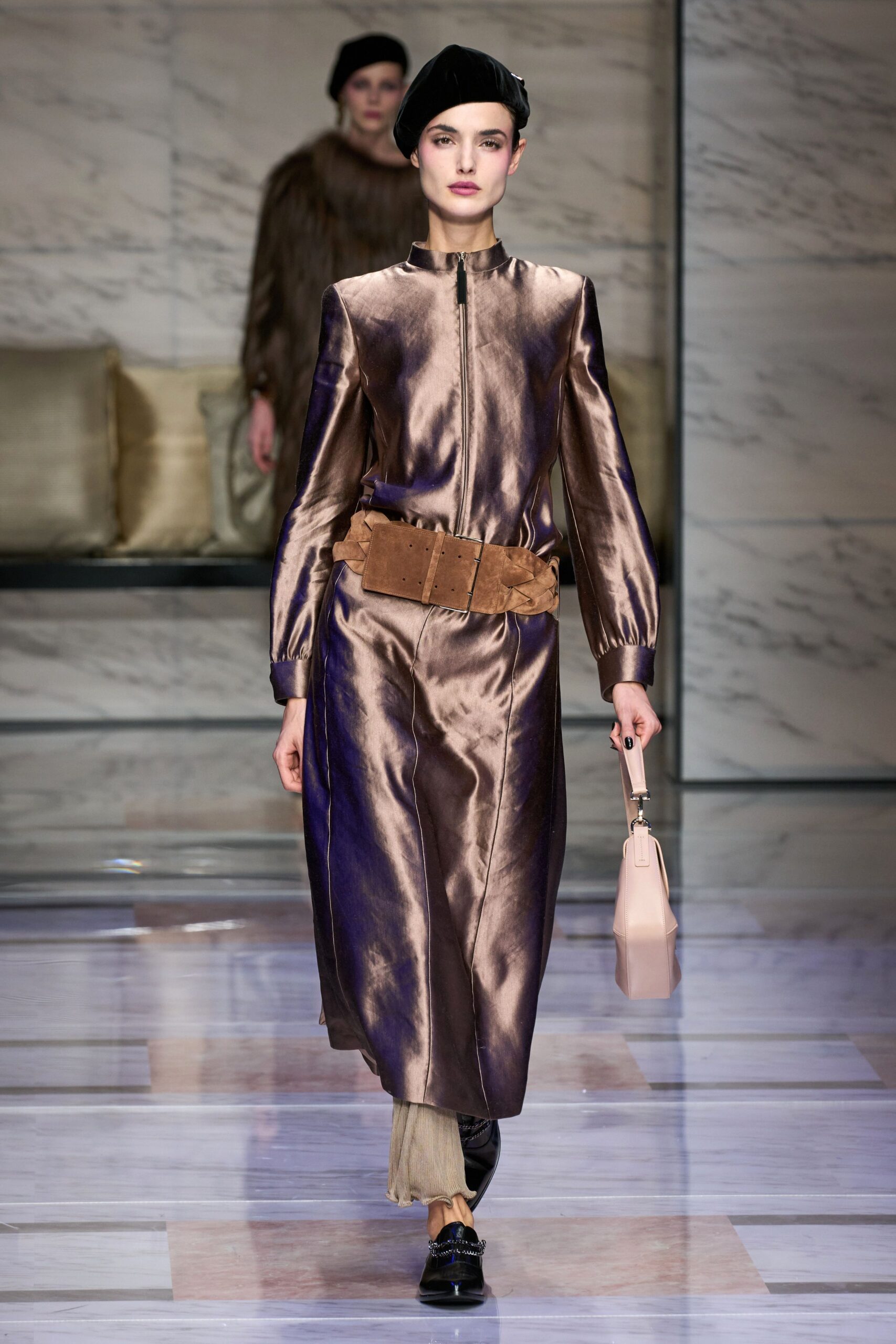 brown suede fitted belted belt