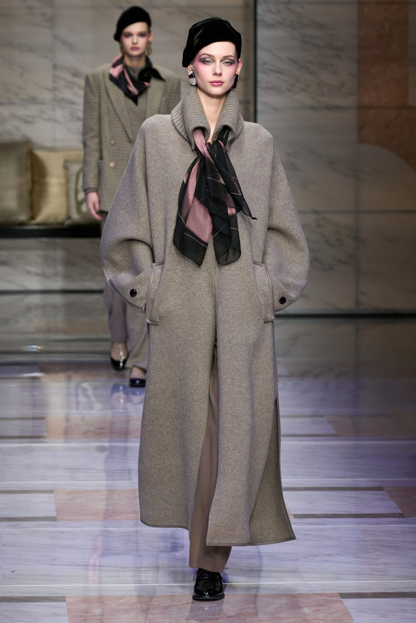 beige wool relaxed straight-leg pants
