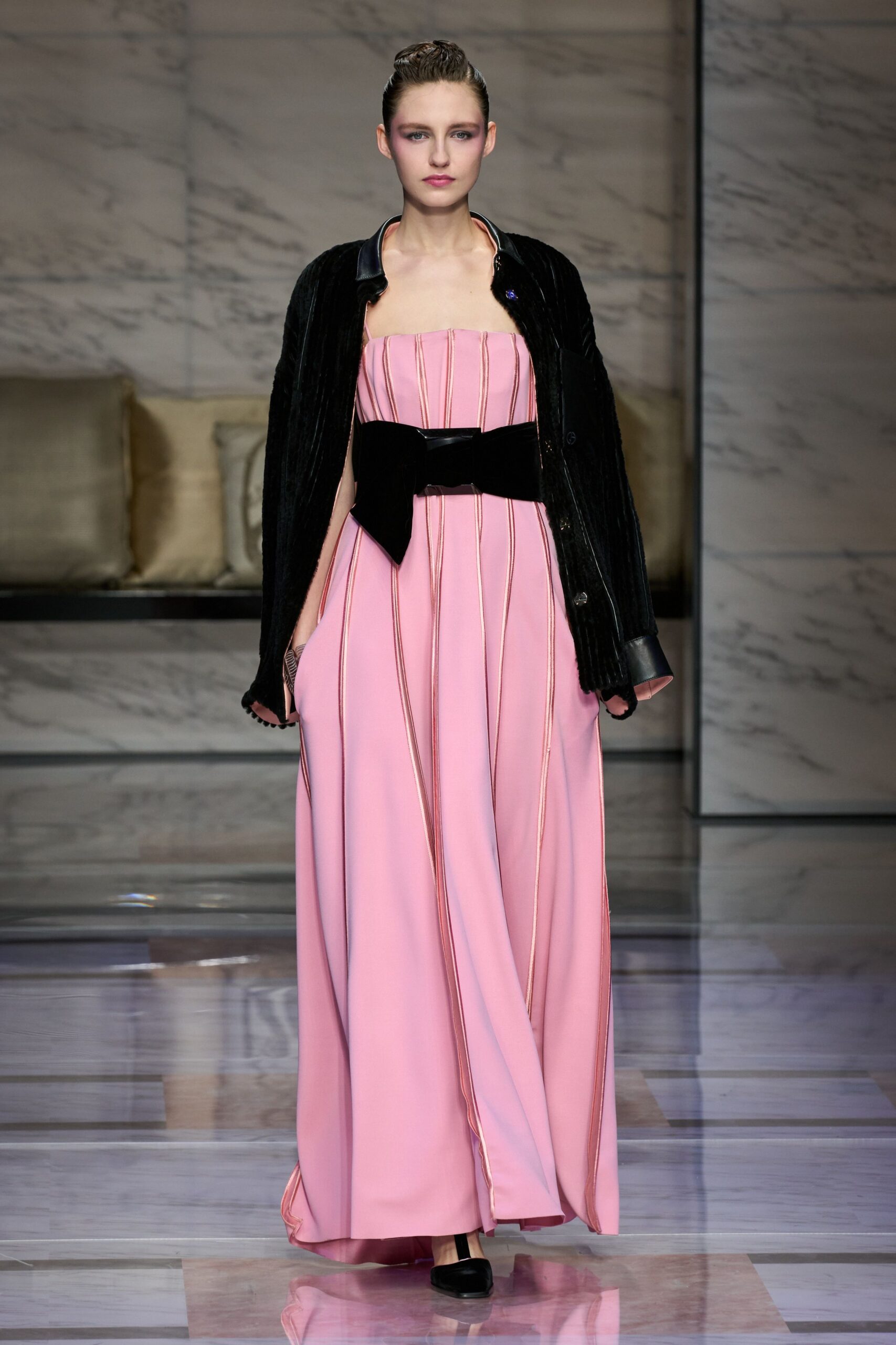 black velvet long-sleeve collared structured jacket