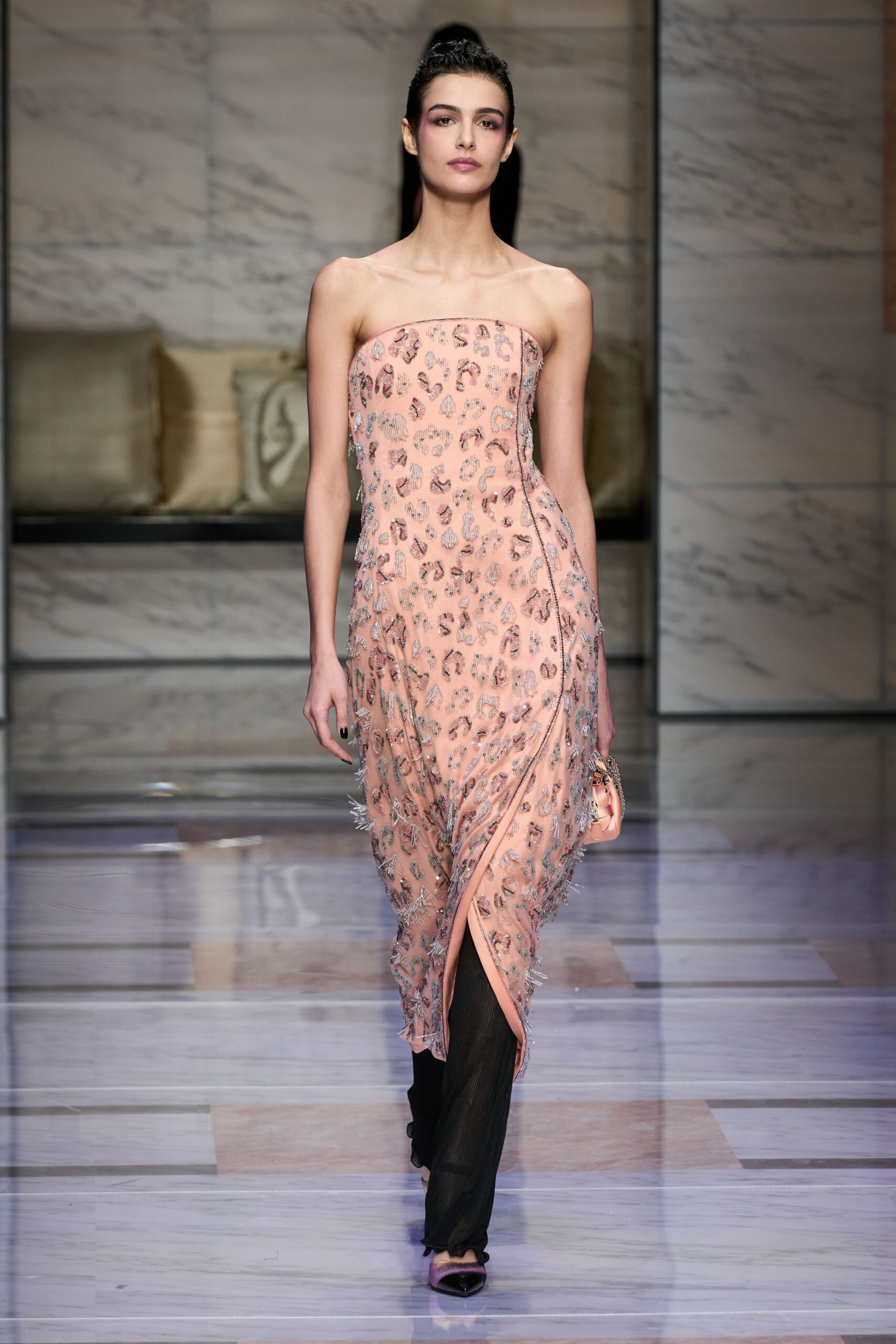 pink embroidered asymmetric dress