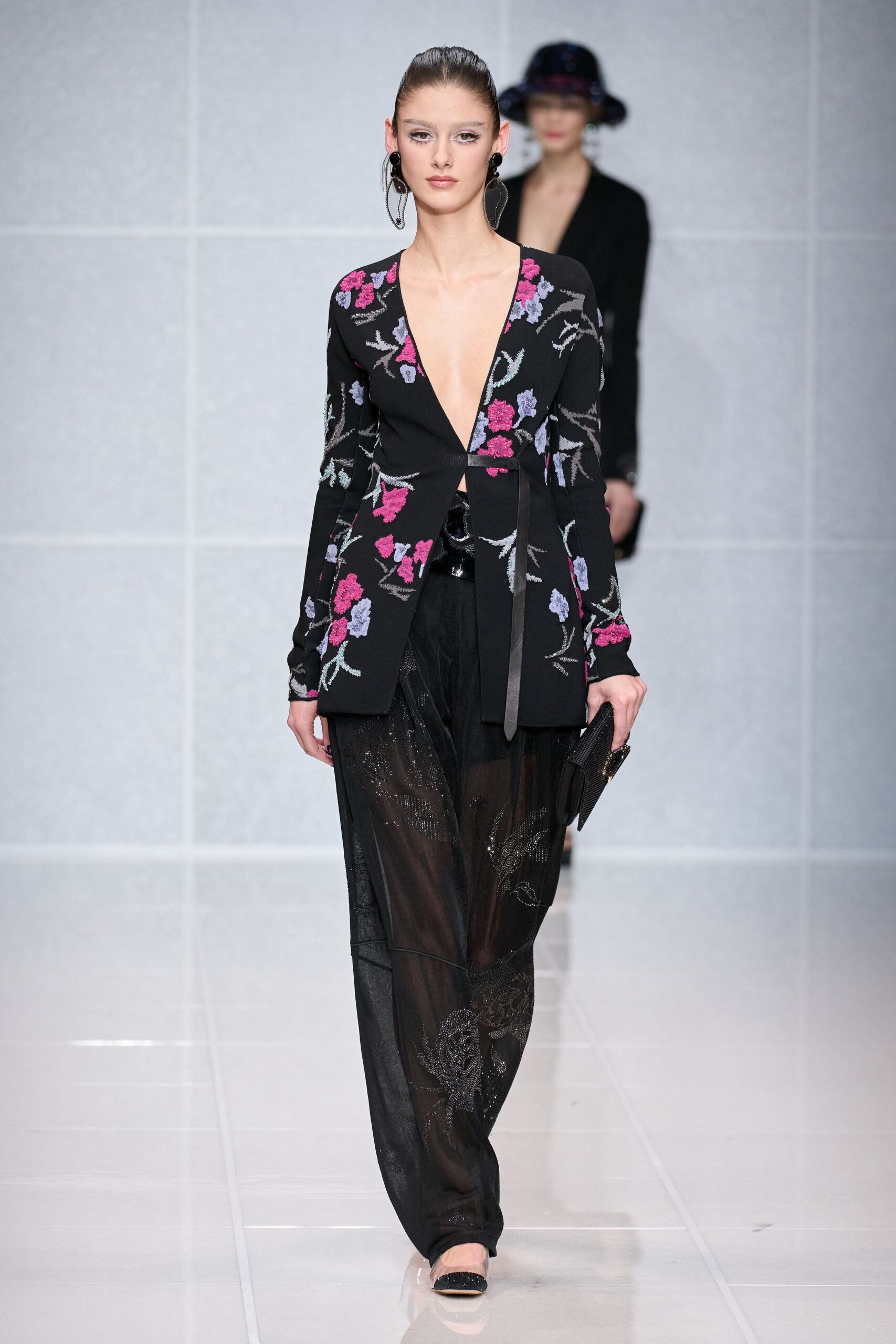 black silk relaxed sheer pants
