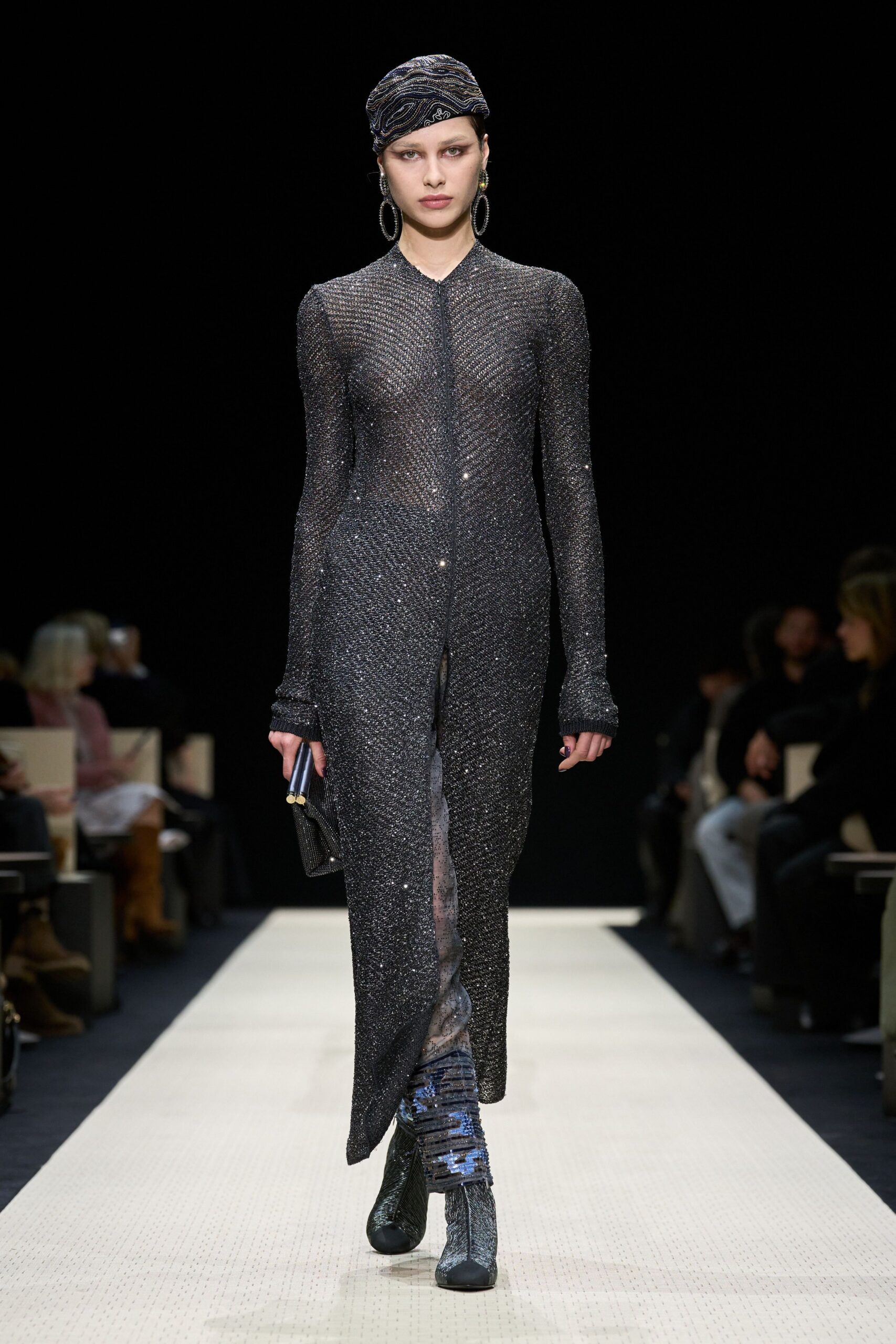 black mesh long-sleeve v-neck fitted zippered dress