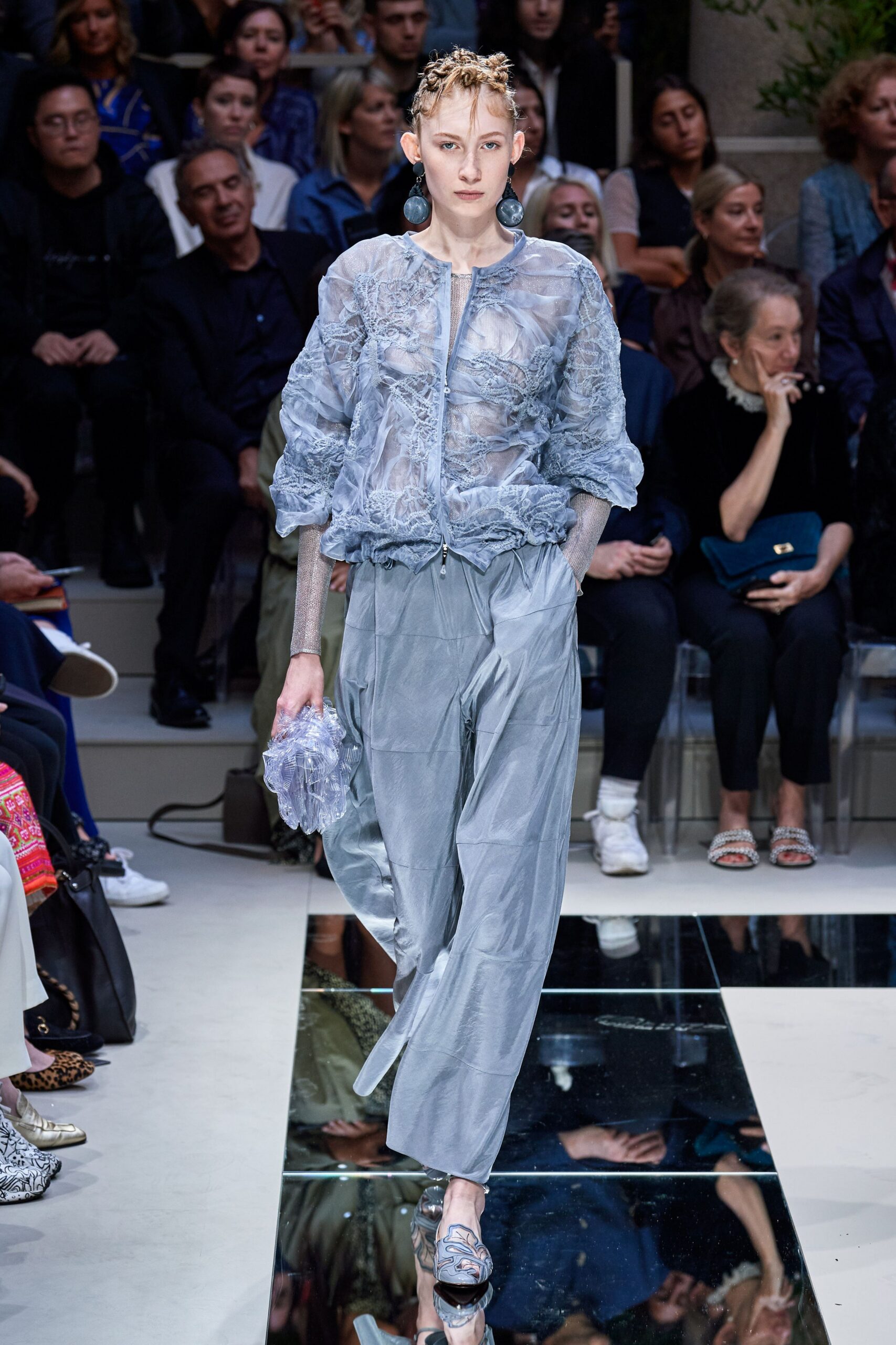 gray metallic shiny shoes