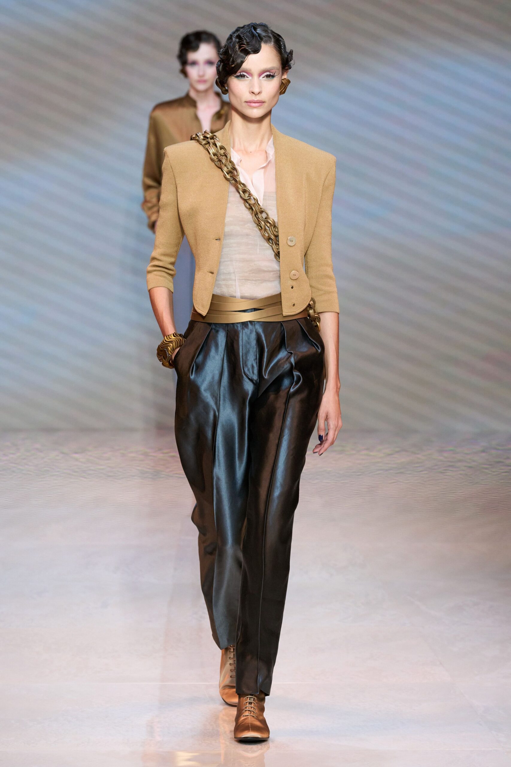beige silk sleeveless v-neck fitted top