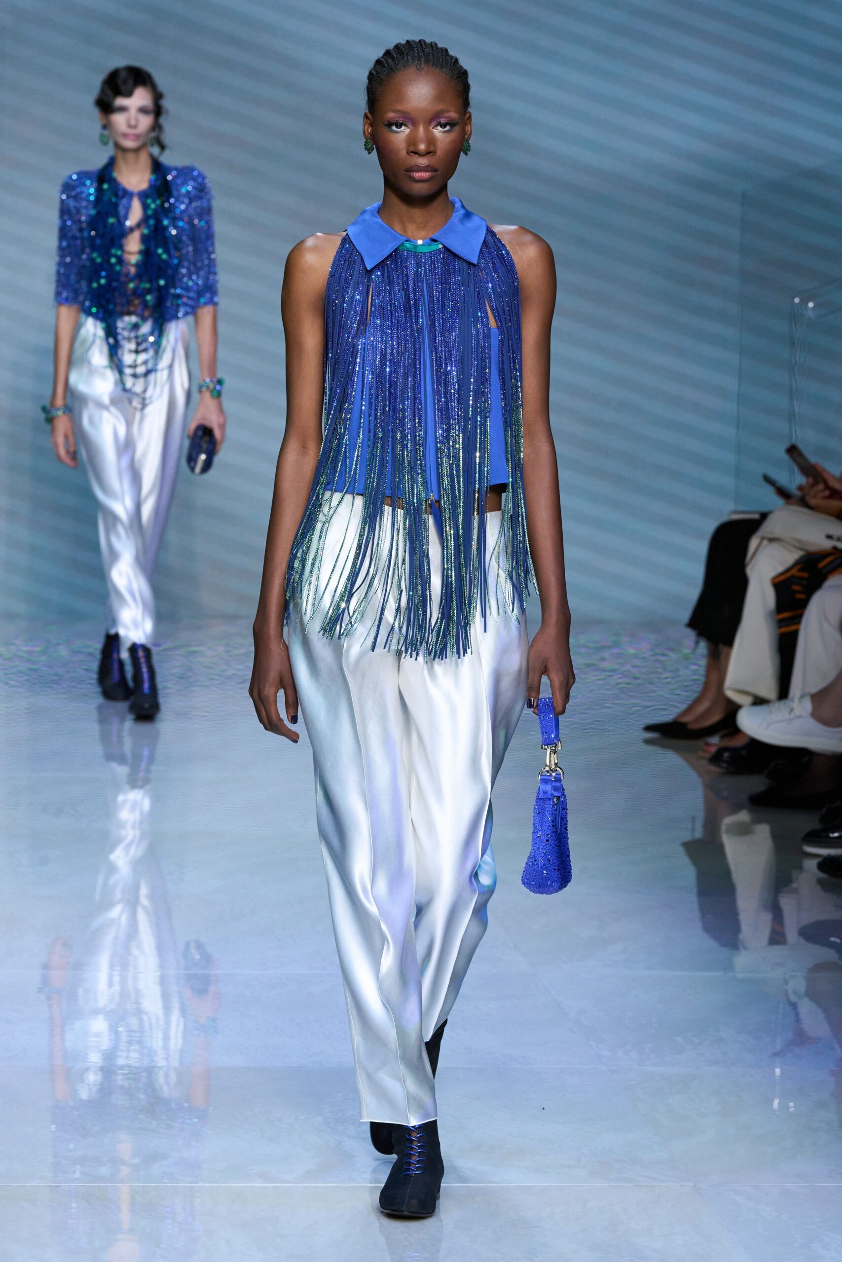 white silk relaxed straight-leg shiny pants