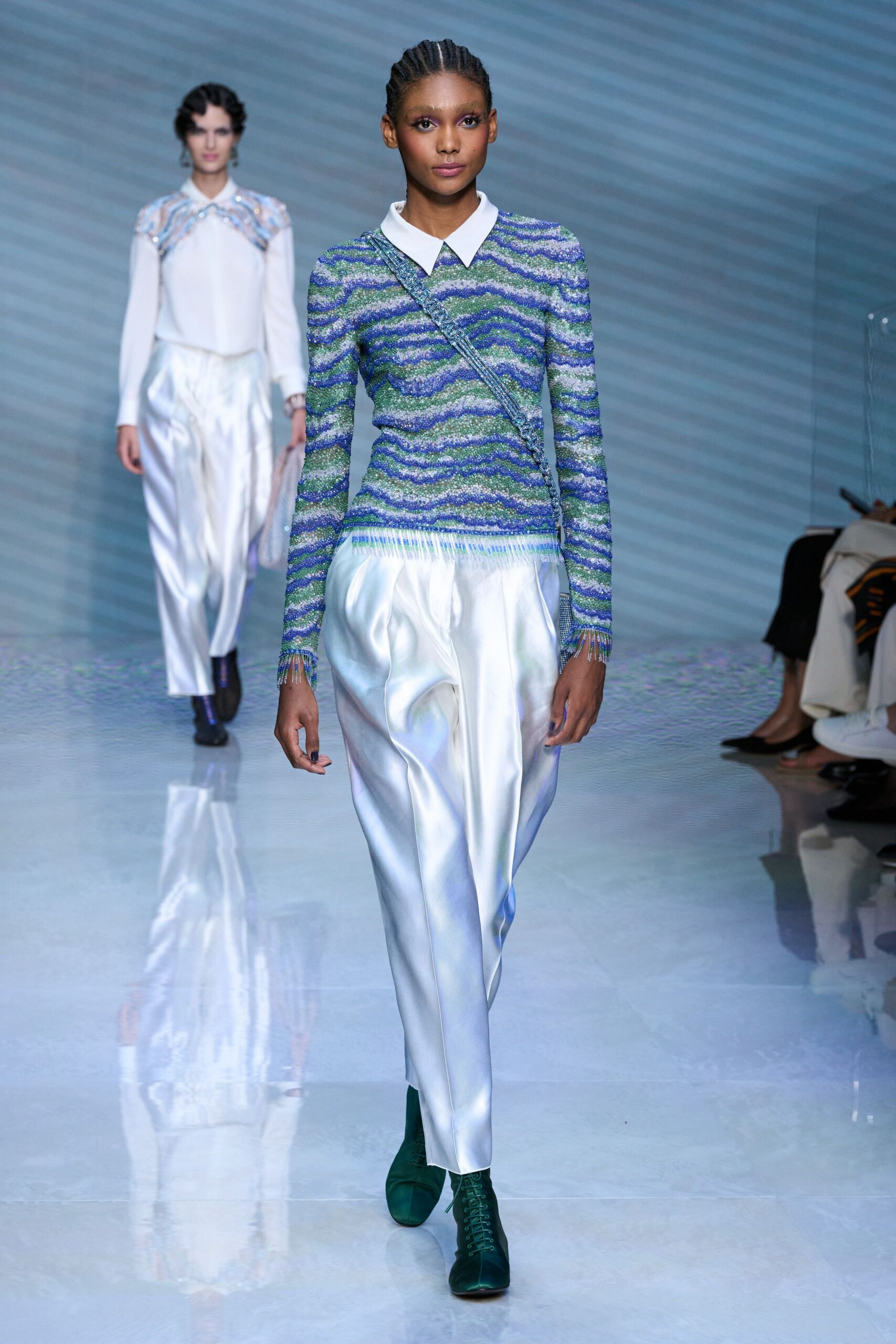 white silk relaxed pleated pants